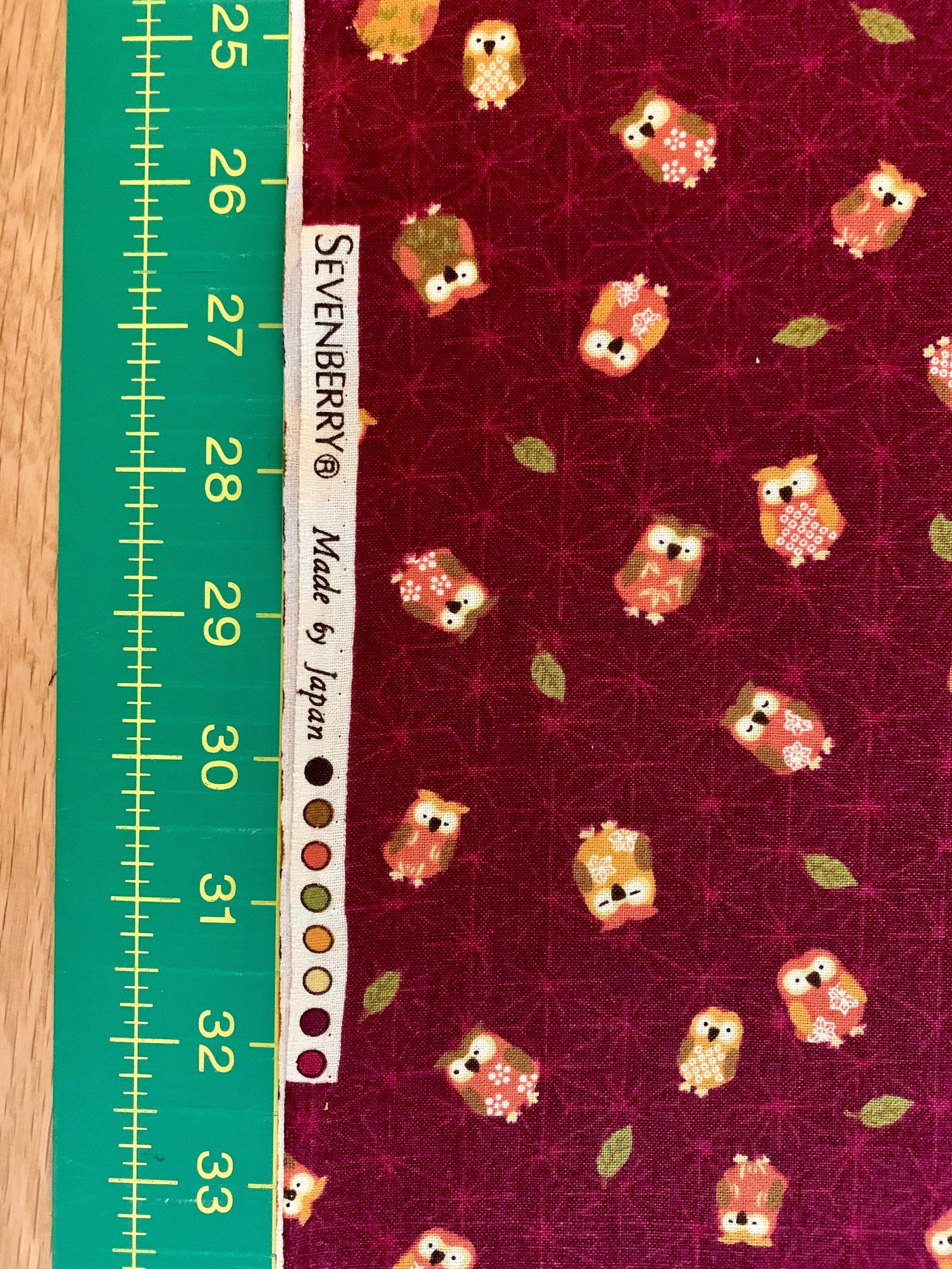 Sevenberry - Owls and Asanoha Stars Cotton Fabric - Red