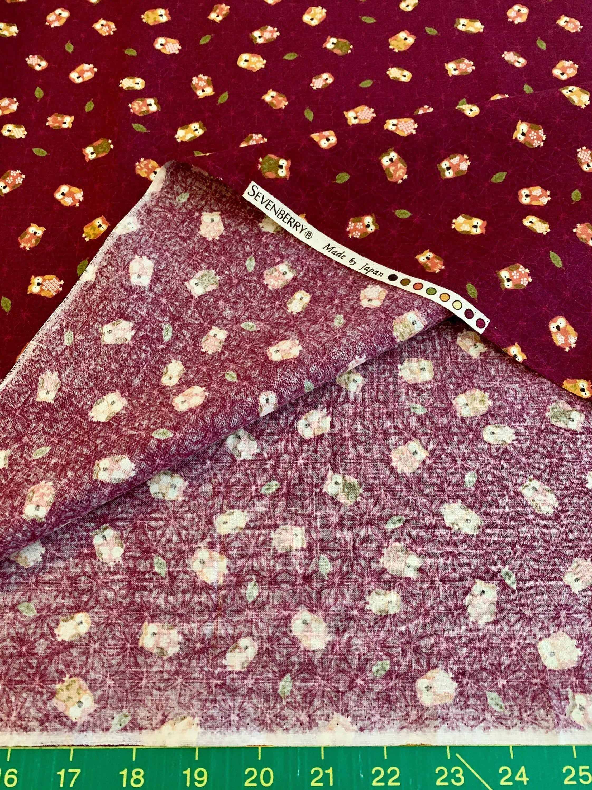 Sevenberry - Owls and Asanoha Stars Cotton Fabric - Red