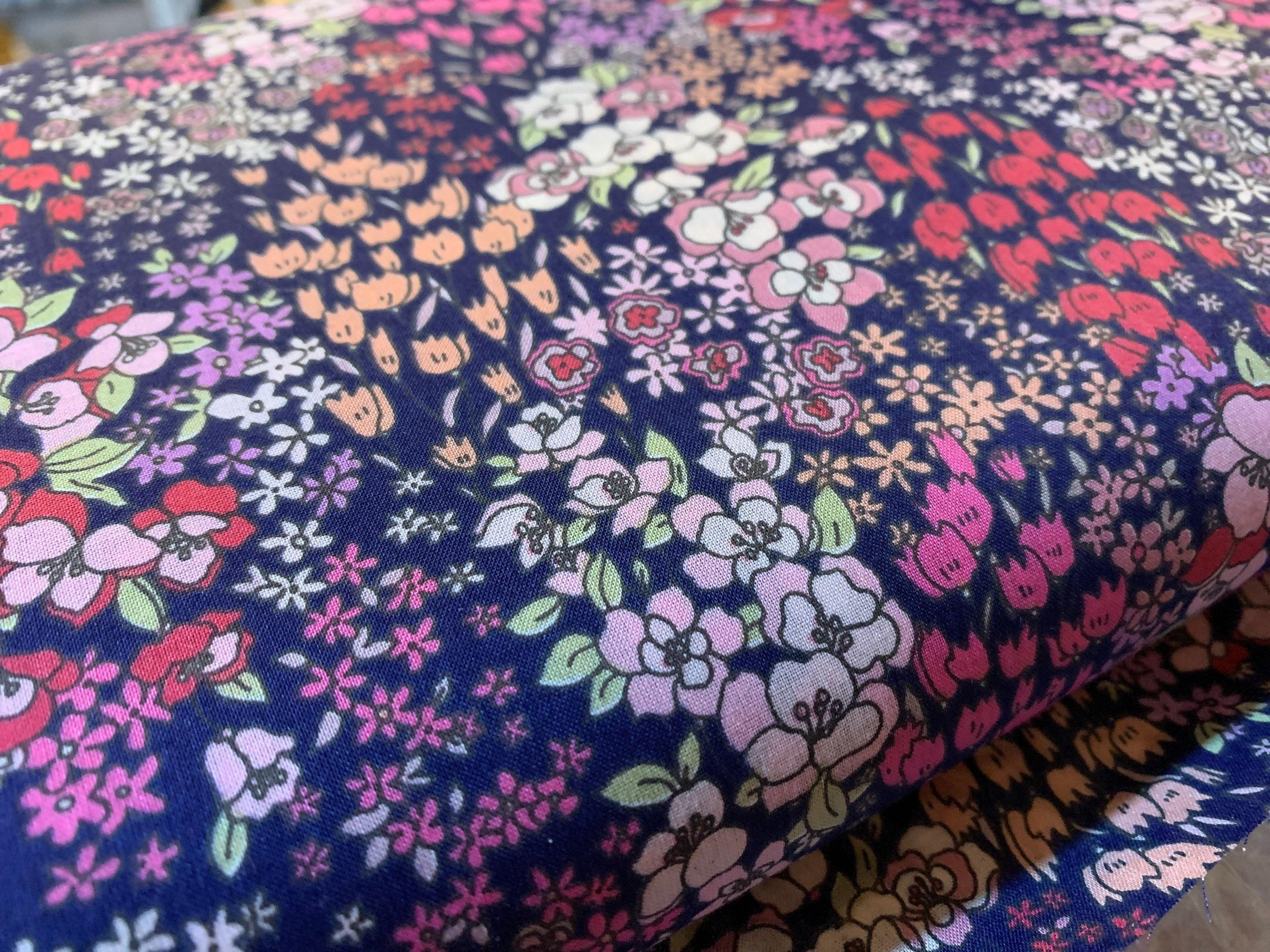 Sunwell - Tiny Garden Cotton Lawn - Navy Pink Lavender