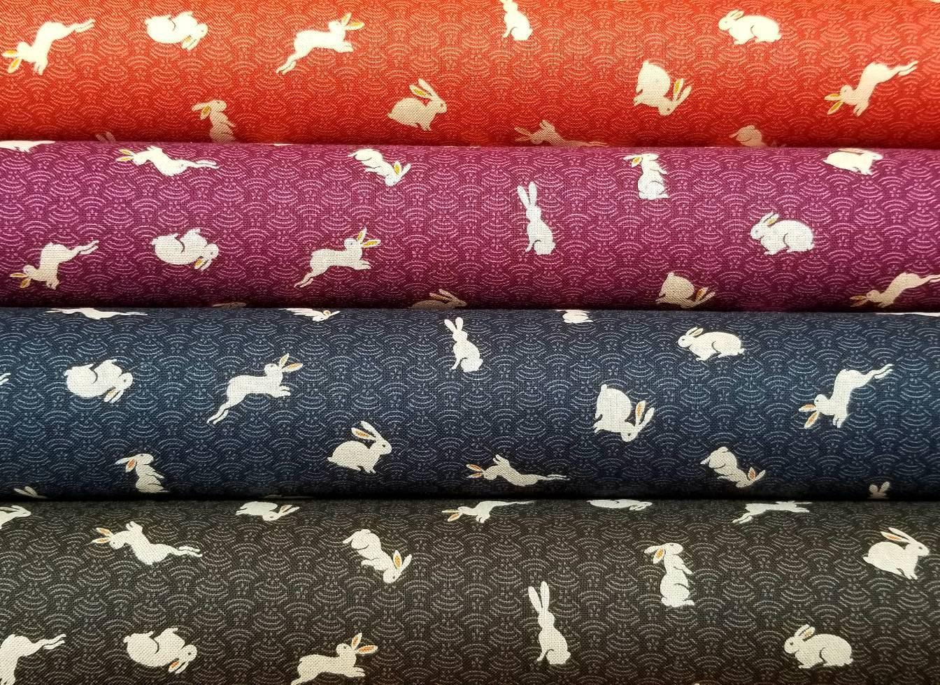 Sevenberry - Bunnies and Waves Cotton Fabric - Black