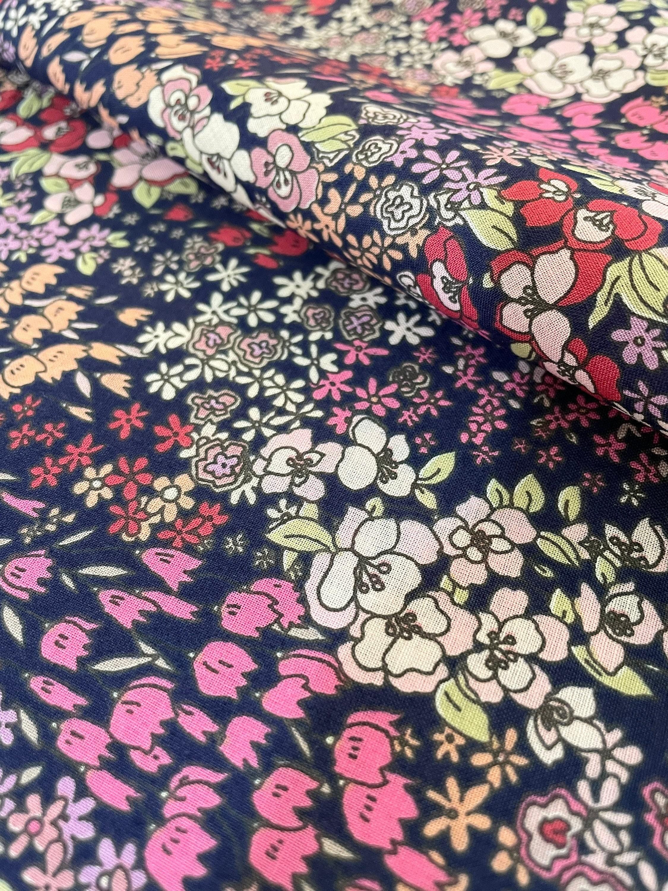 Sunwell - Tiny Garden Cotton Lawn - Navy Pink Lavender
