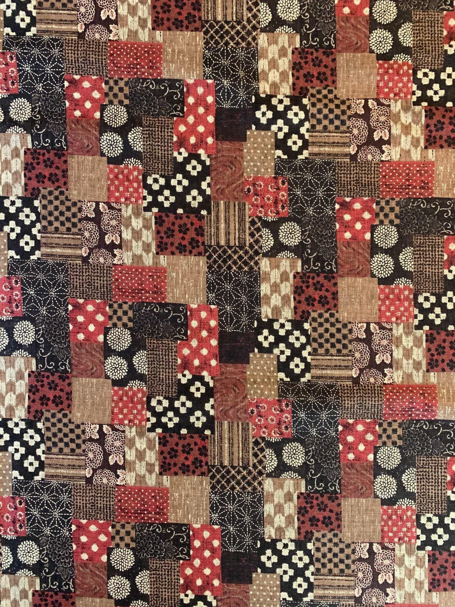 Sevenberry boro patchwork in red Japanese cotton fabric 88500-3-6