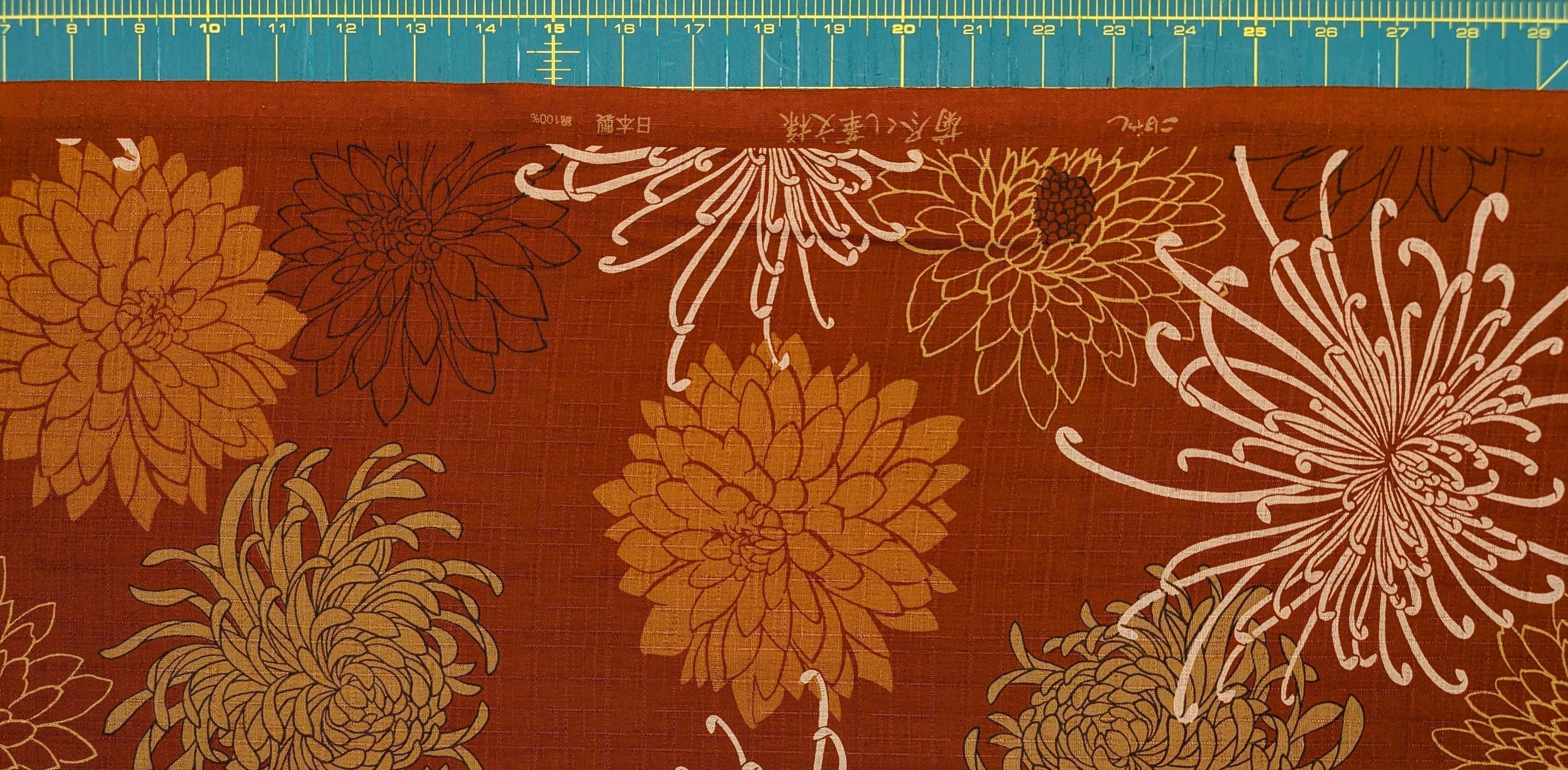 Kobayashi - Mixed Traditional Flowers Cotton Dobby - Orange