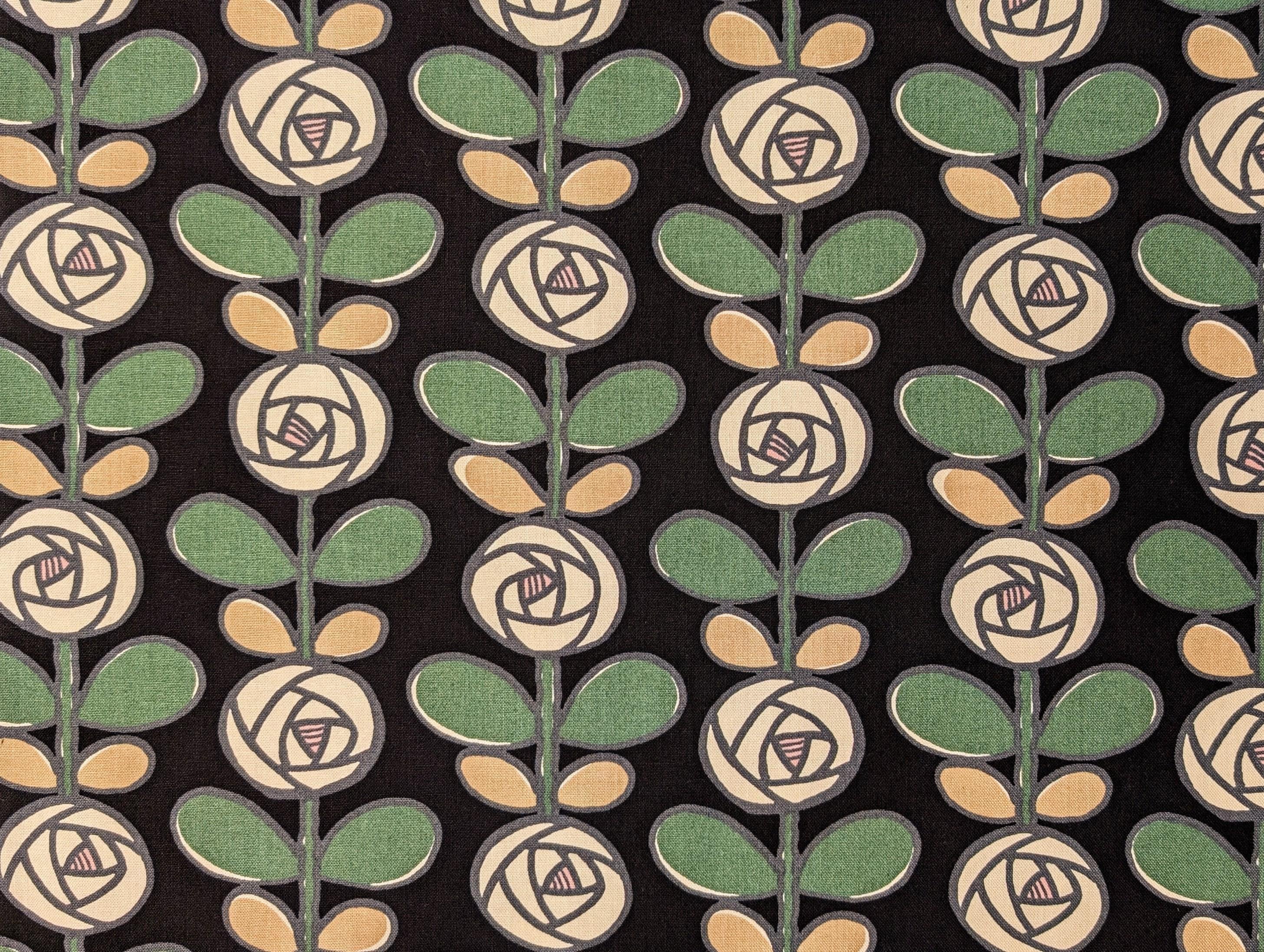 Kobayashi - Scandinavian Roses Cotton Oxford - Black