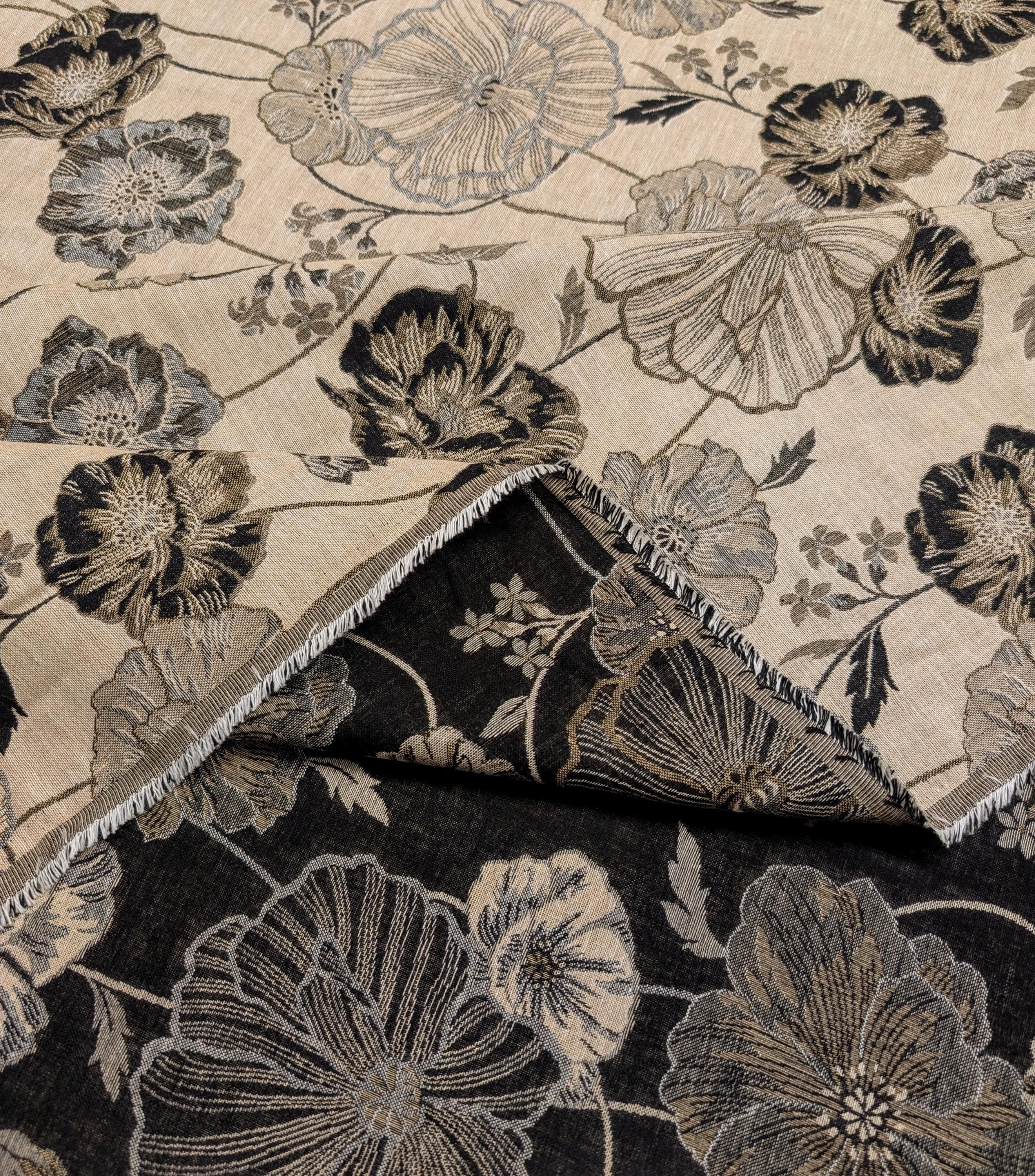 Double-Sided Poppy Flowers Kobayashi Japanese cotton fabric KTS-6791-A - half yard