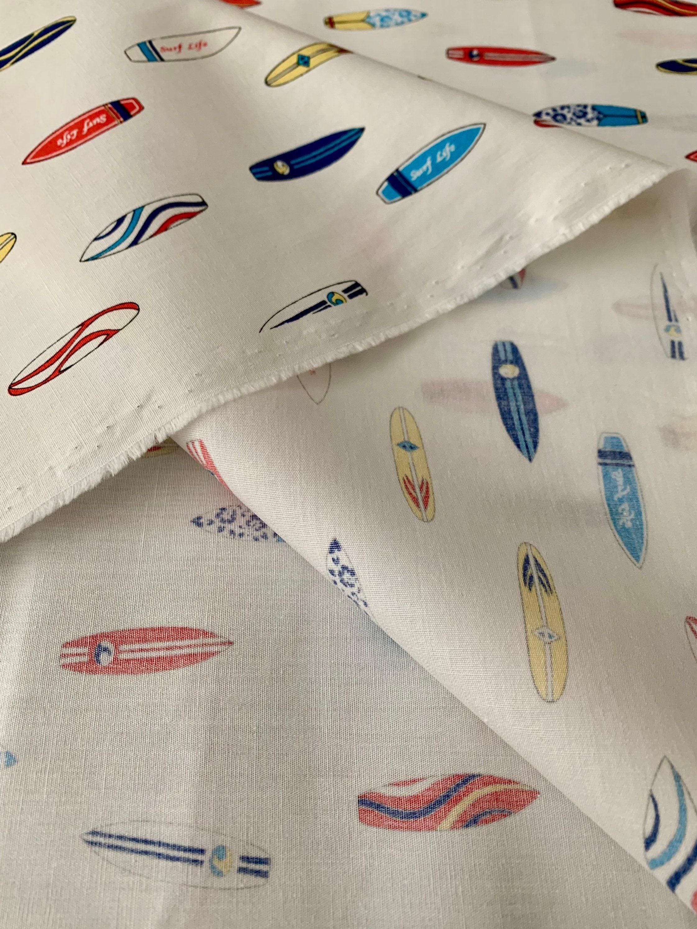 Sevenberry - Tiny Surfboards Cotton Fabric - White