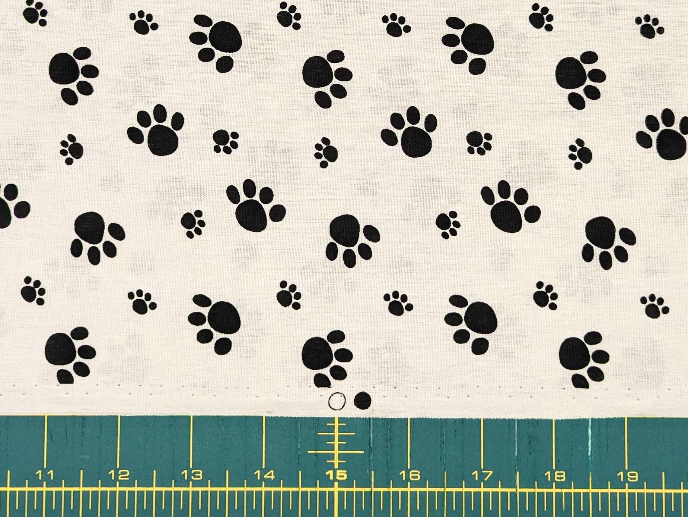 Koyama - Paw Prints Cotton Fabric - White