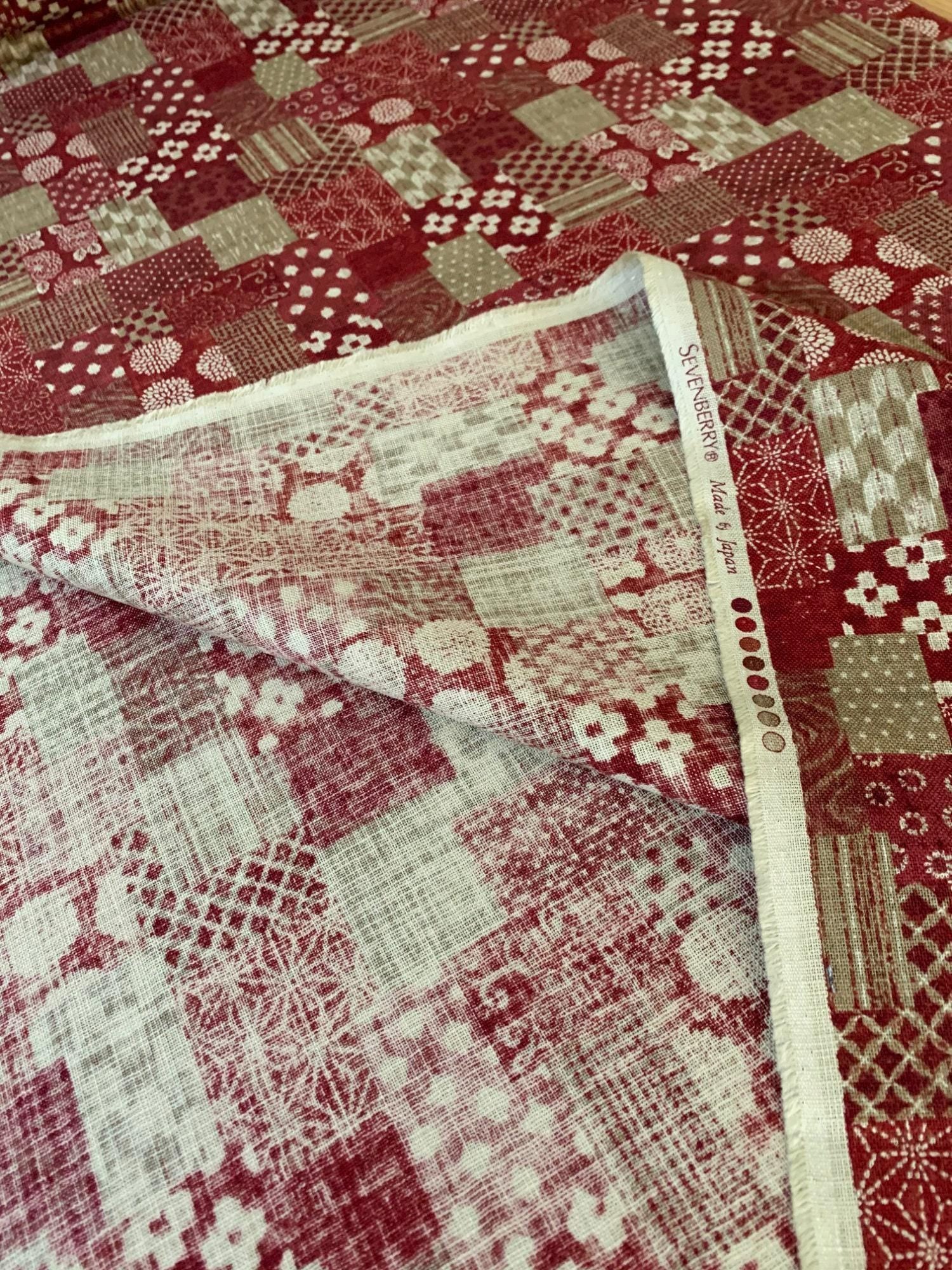 Sevenberry - Boro Patchwork Print Cotton Fabric - Red