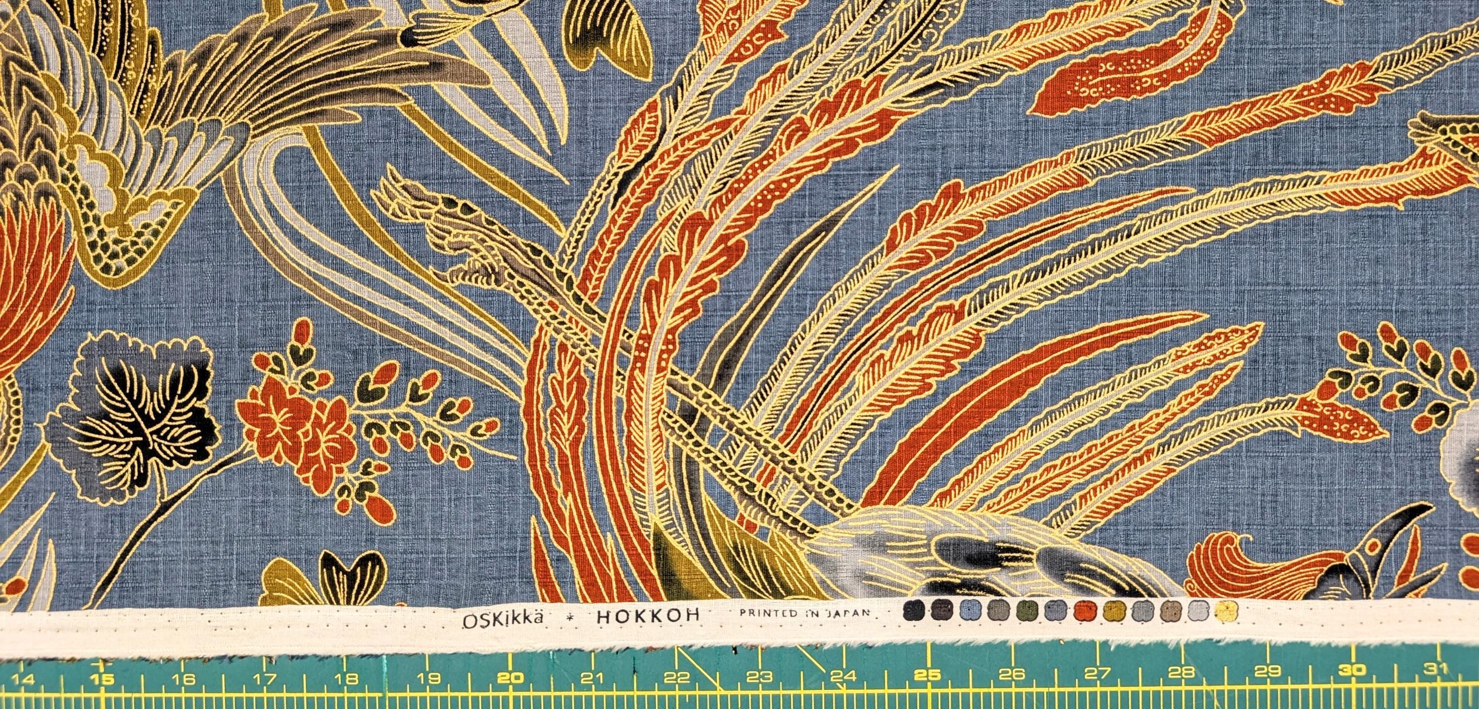 NEW Golden Phoenix Hokkoh Japanese cotton dobby fabric 1024-1110-1 C blue