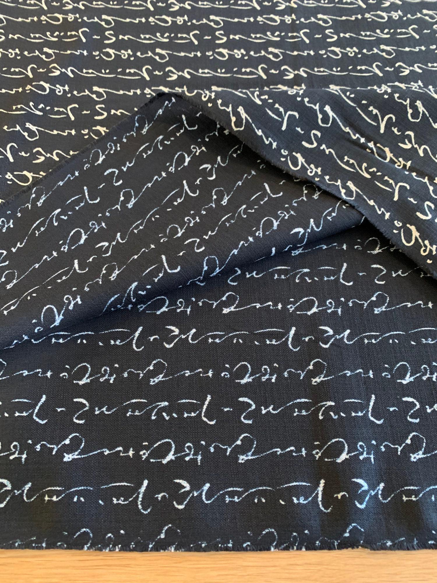 Sevenberry - Calligraphy Homespun Cotton Fabric - Black Beige