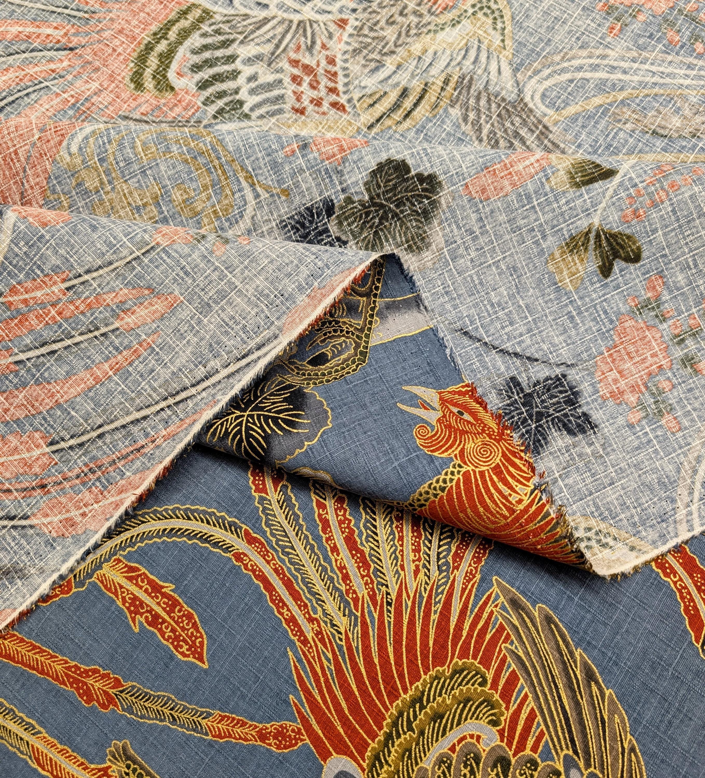 NEW Golden Phoenix Hokkoh Japanese cotton dobby fabric 1024-1110-1 C blue