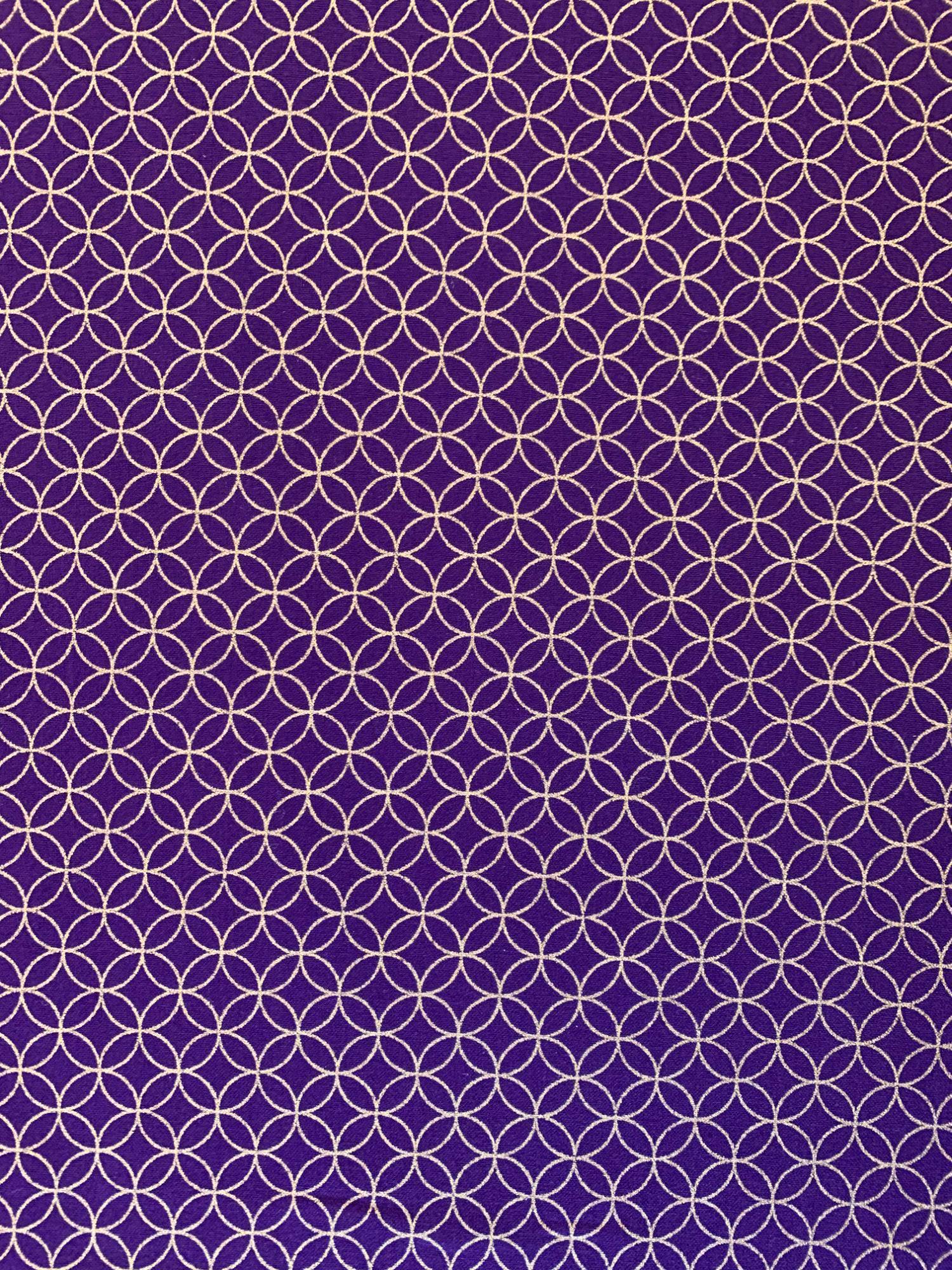 Sevenberry - Golden Shippo Circles Cotton Fabric - Purple