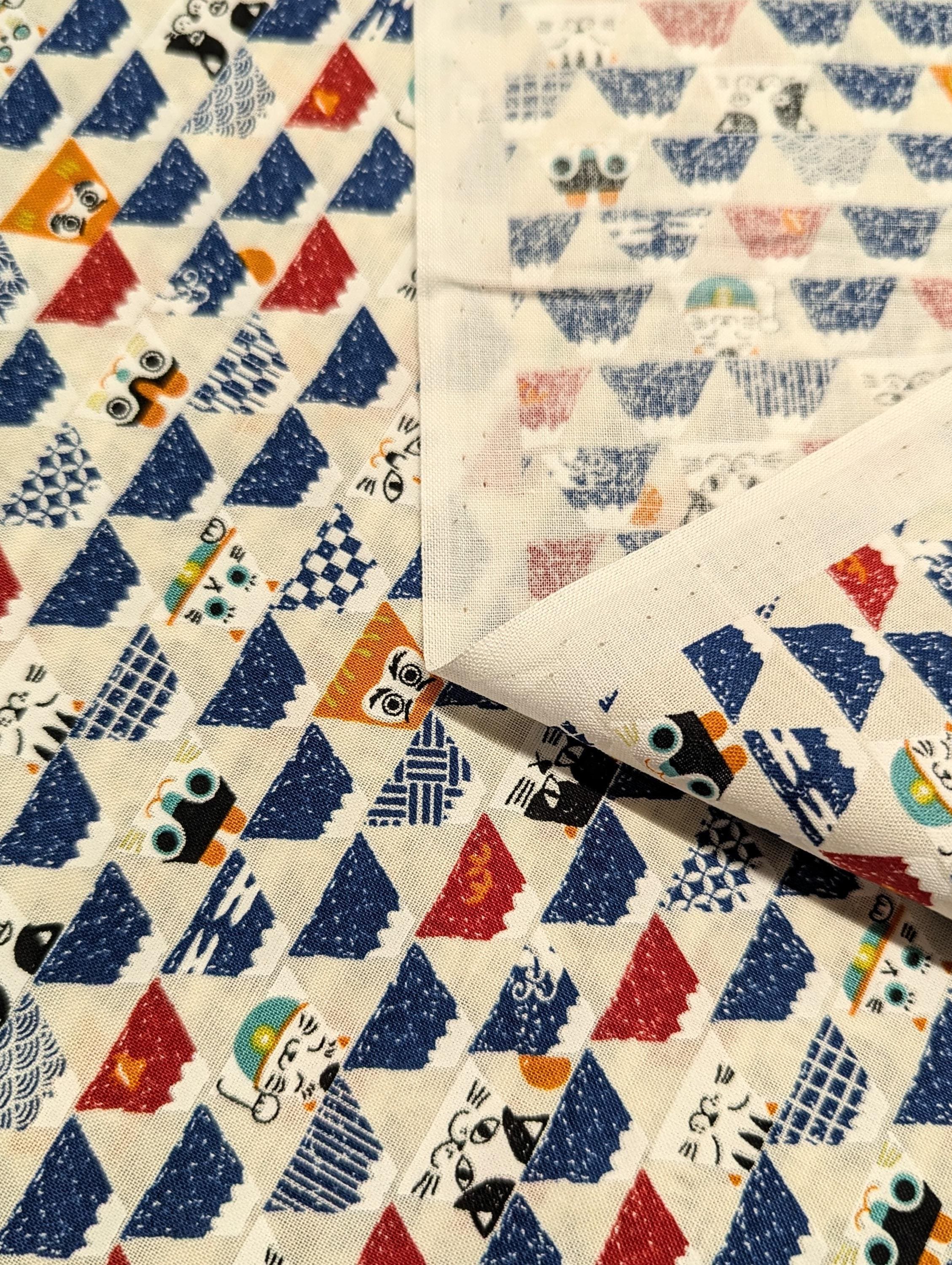 Senyo - Mount Fuji Cats Cotton Fabric - White