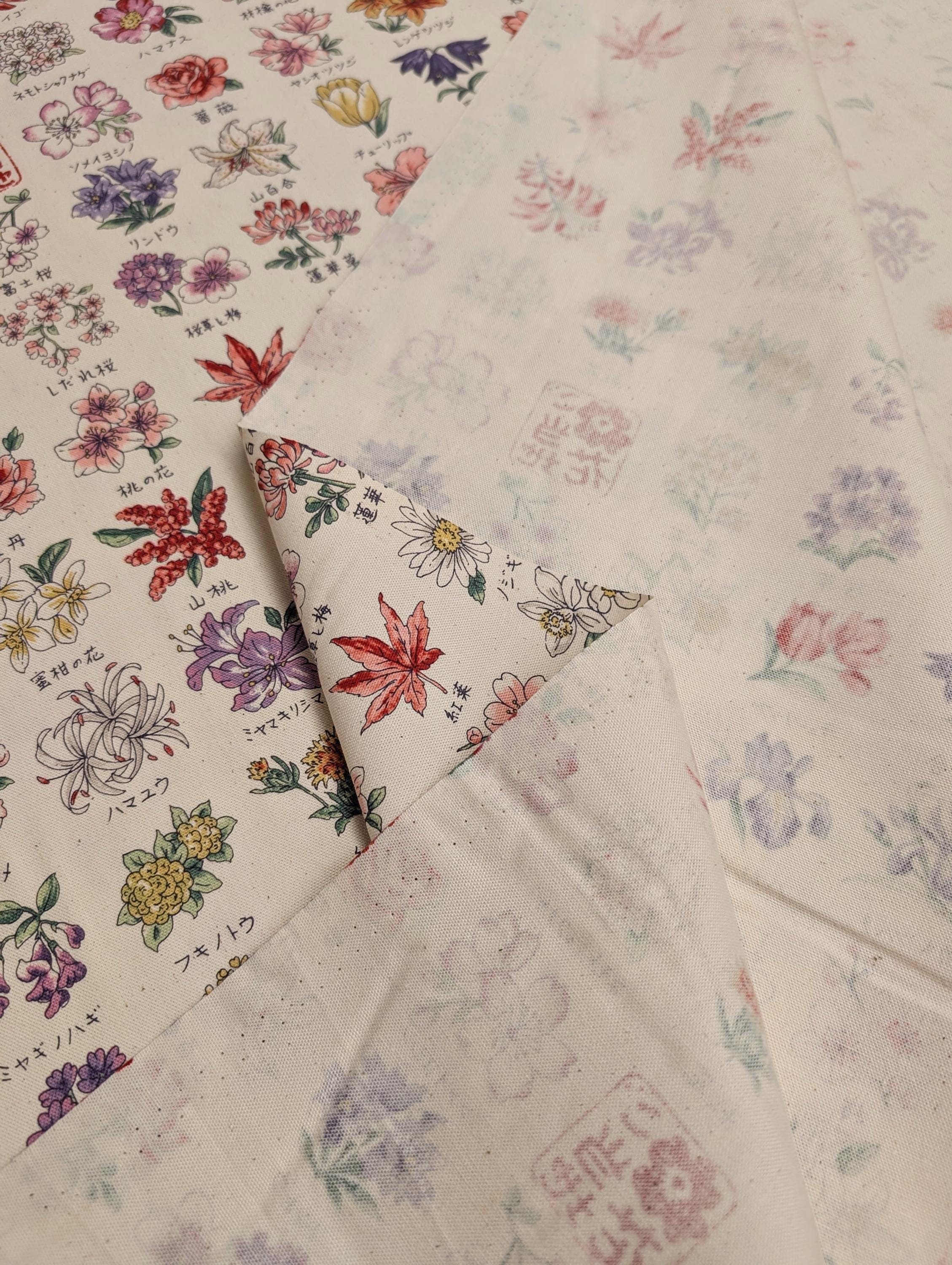 Kokka - National Flowers Cotton Oxford - White