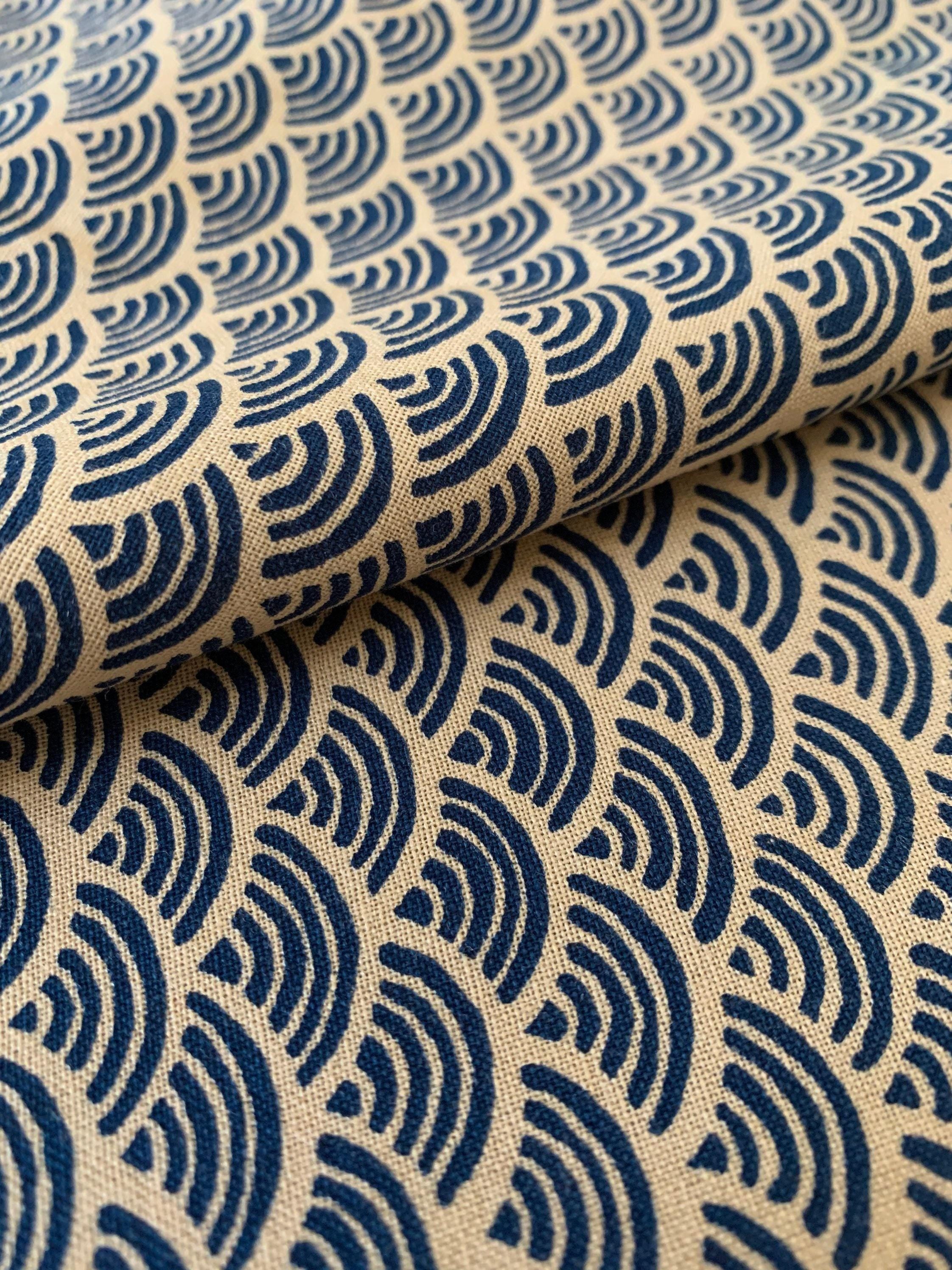 Sevenberry - Waves Cotton Fabric - Beige Blue