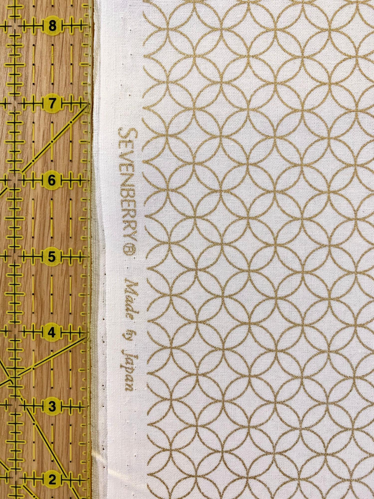 Sevenberry - Golden Shippo Circles Cotton Fabric - White