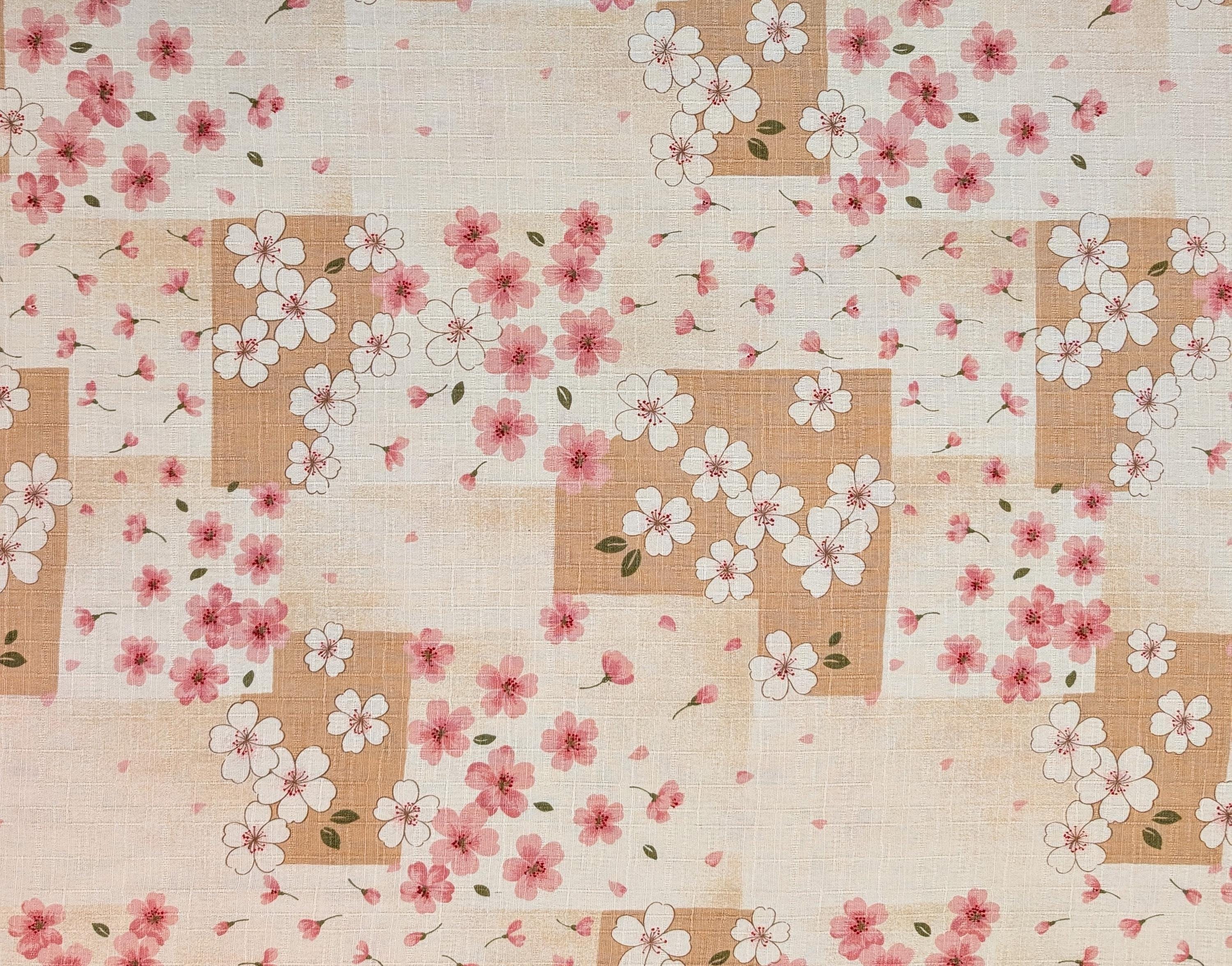 Patchwork Cherry Blossoms Kobayashi Japanese dobby cotton fabric KTS-6971 A beige