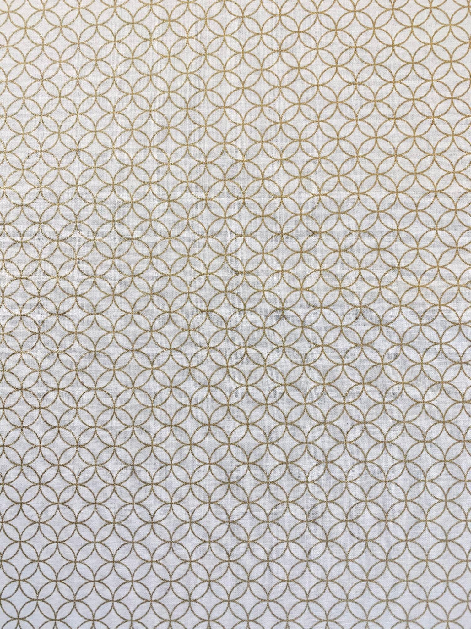 Sevenberry - Golden Shippo Circles Cotton Fabric - White