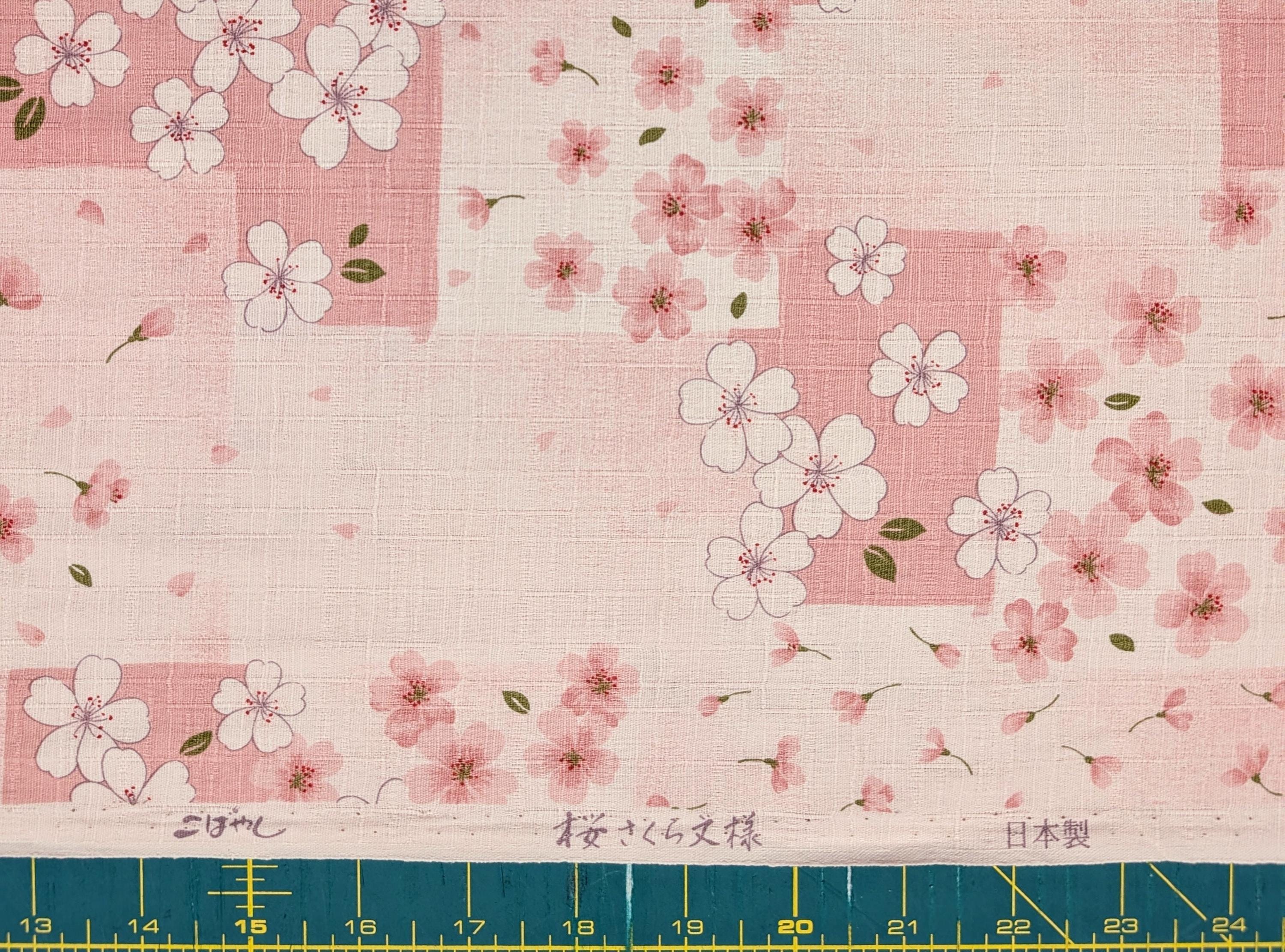 Patchwork Cherry Blossoms Kobayashi Japanese dobby cotton fabric KTS-6971 B pink