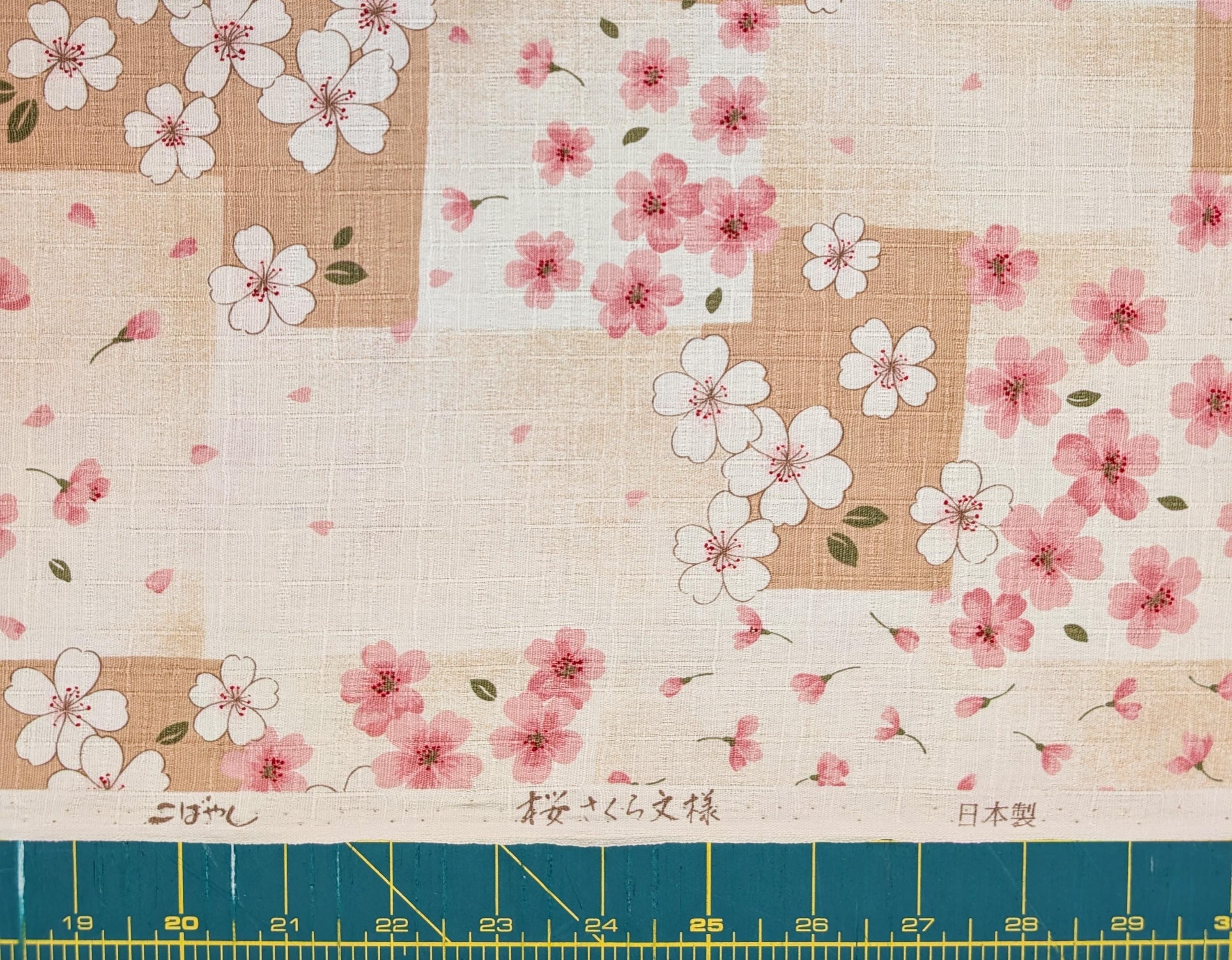 Patchwork Cherry Blossoms Kobayashi Japanese dobby cotton fabric KTS-6971 A beige