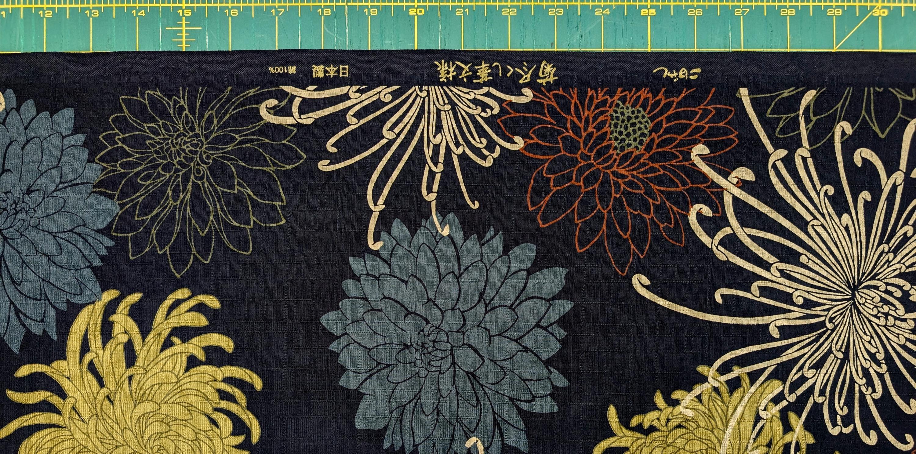 Kobayashi - Mixed Traditional Flowers Cotton Dobby - Blue