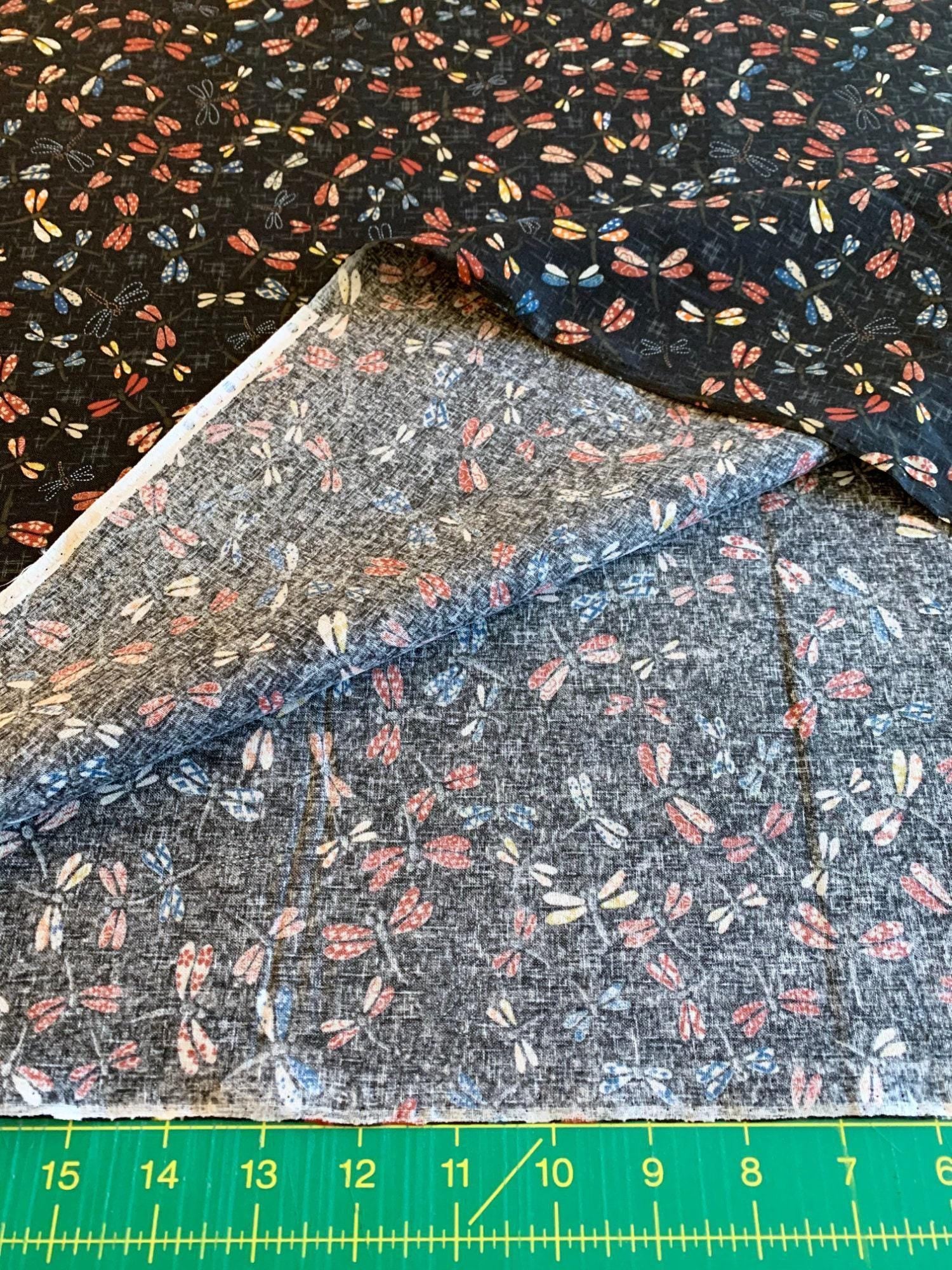 Sevenberry - Patchwork Dragonflies Cotton Fabric - Black