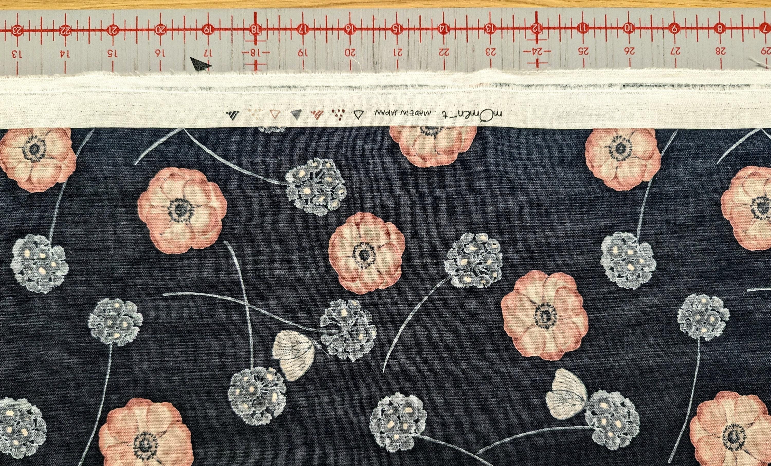 Koizumi - Poppies and Butterflies Cotton/Linen Blend - Black
