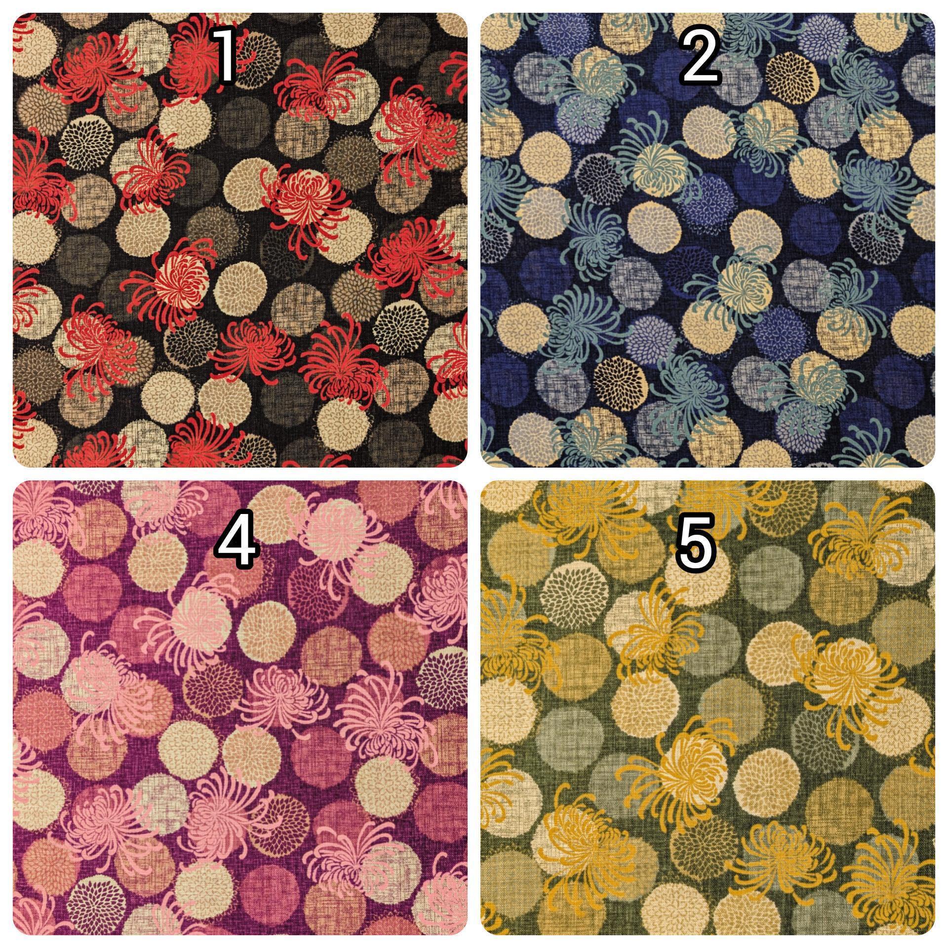Sevenberry - Rustic Chrysanthemums Cotton Fabric - Blue Beige