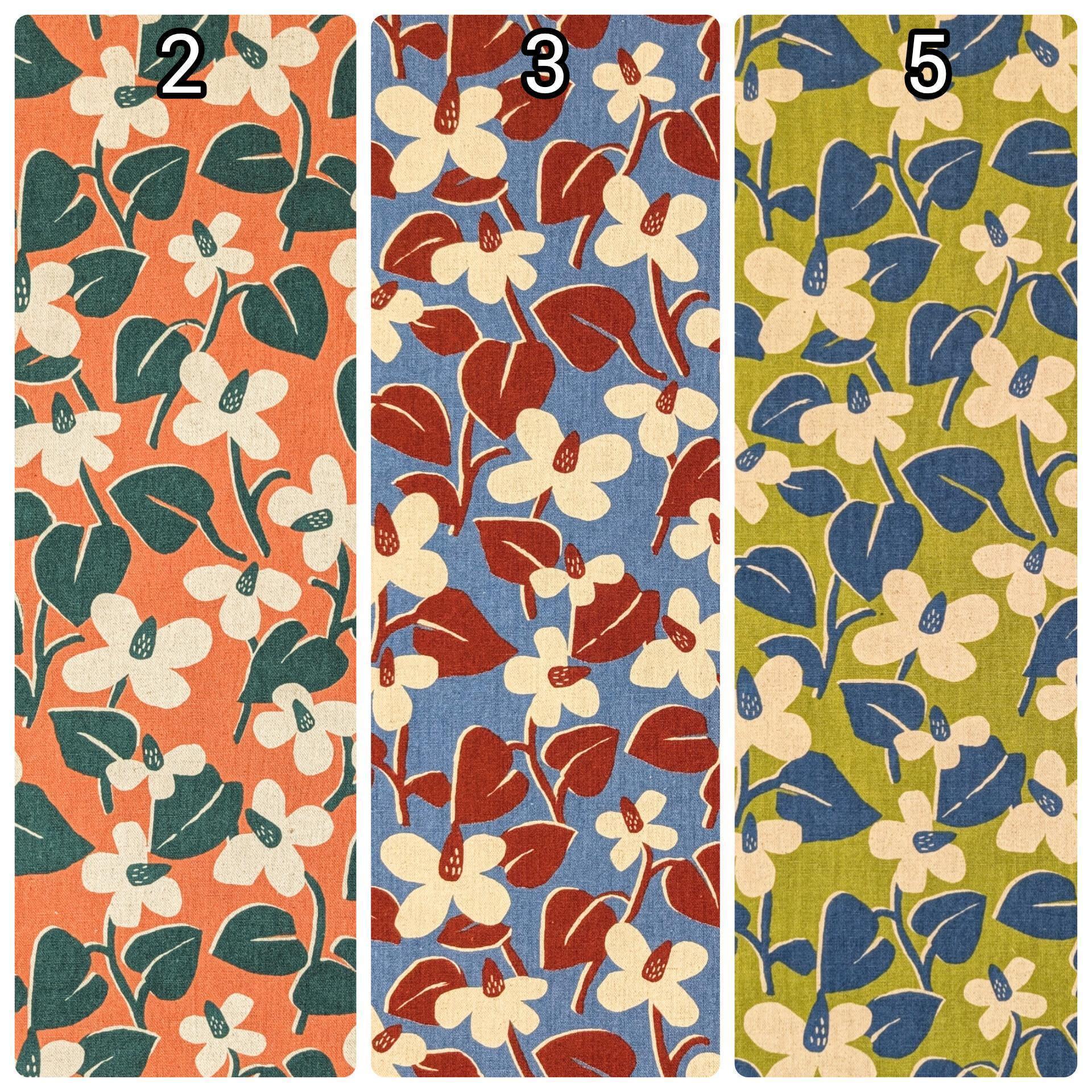 NEW Scandinavian Cone flowers Sevenberry Japanese cotton linen light canvas fabric 850431-1-3 red & blue