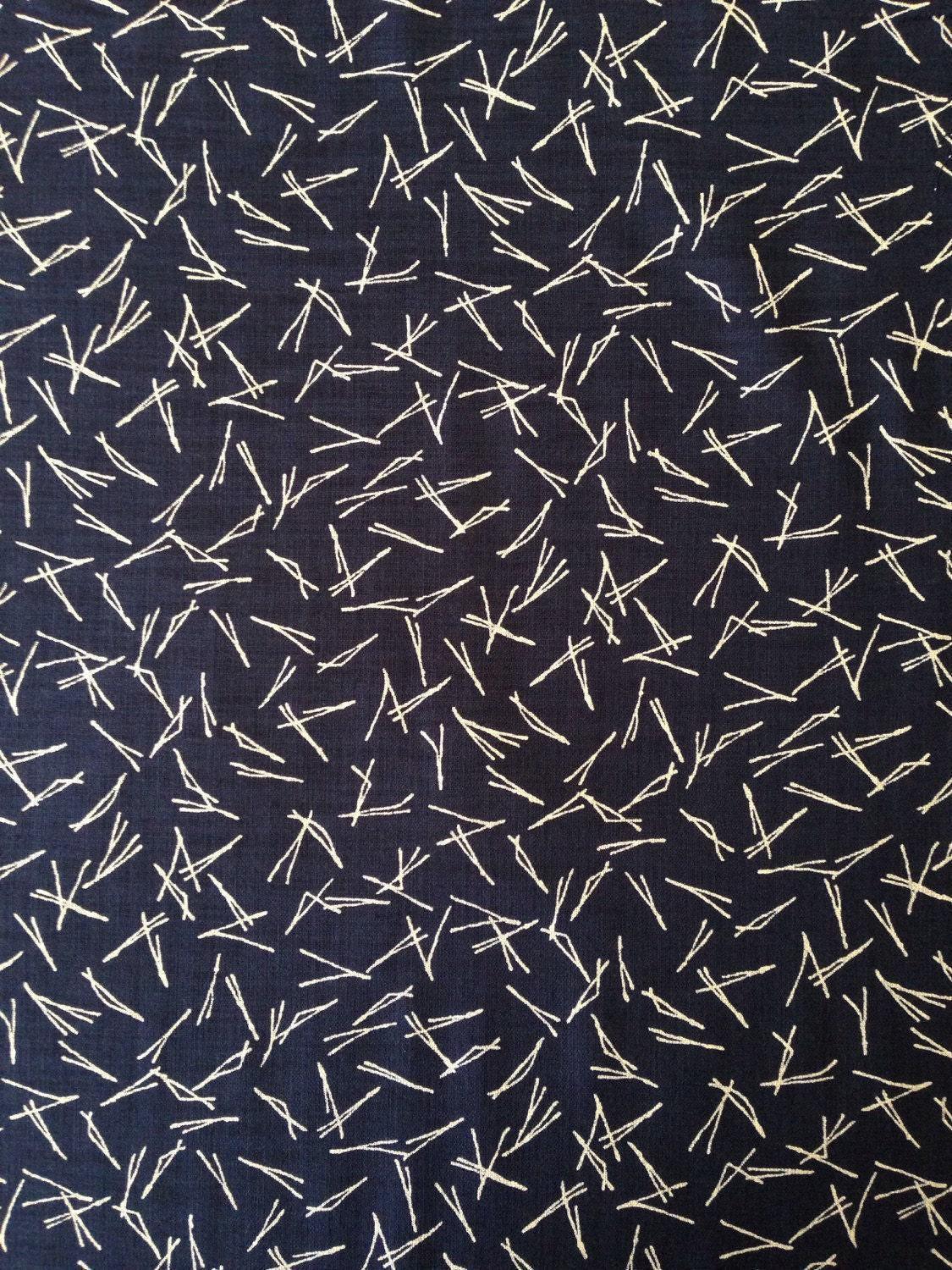 Sevenberry - Pine Needle Matsu Cotton Fabric - Navy Blue Beige