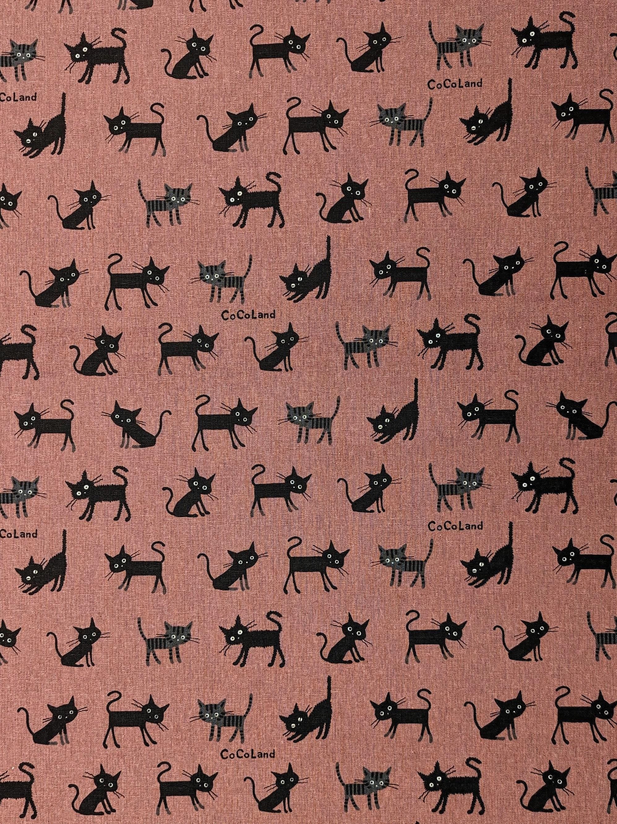 Hishiei - Cocoland Medium Cats Cotton/Linen Oxford - Dusty Rose
