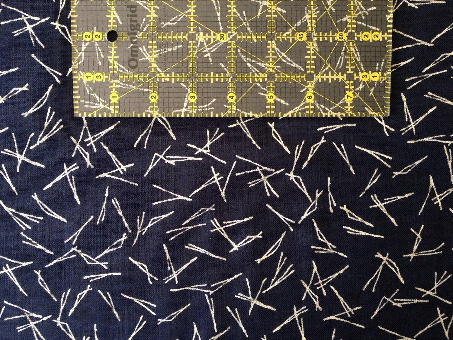 Sevenberry - Pine Needle Matsu Cotton Fabric - Navy Blue Beige