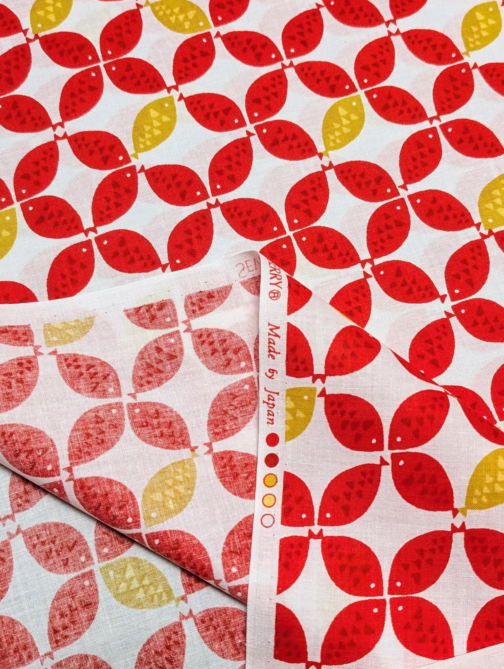 Sevenberry - Shippō Fish Cotton Fabric - Red Yellow and White