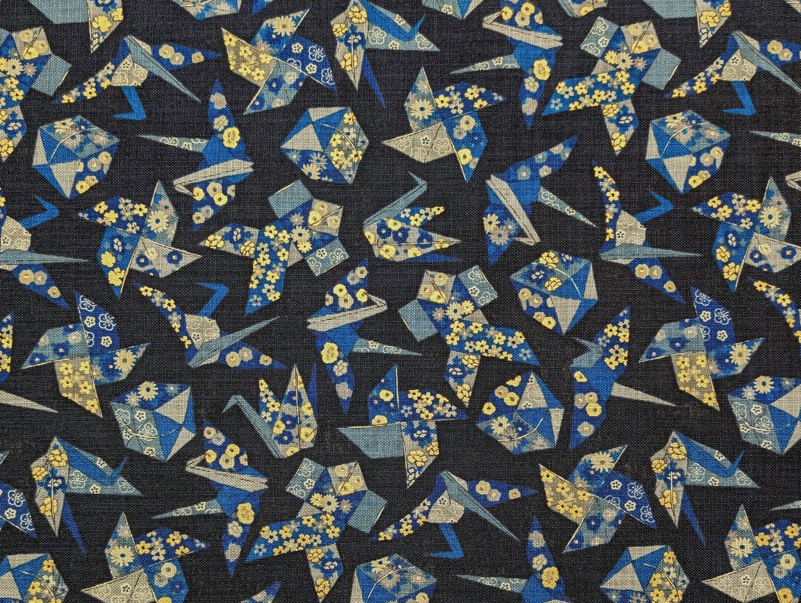 Sevenberry - Golden Origami Cotton Fabric - Dark Blue
