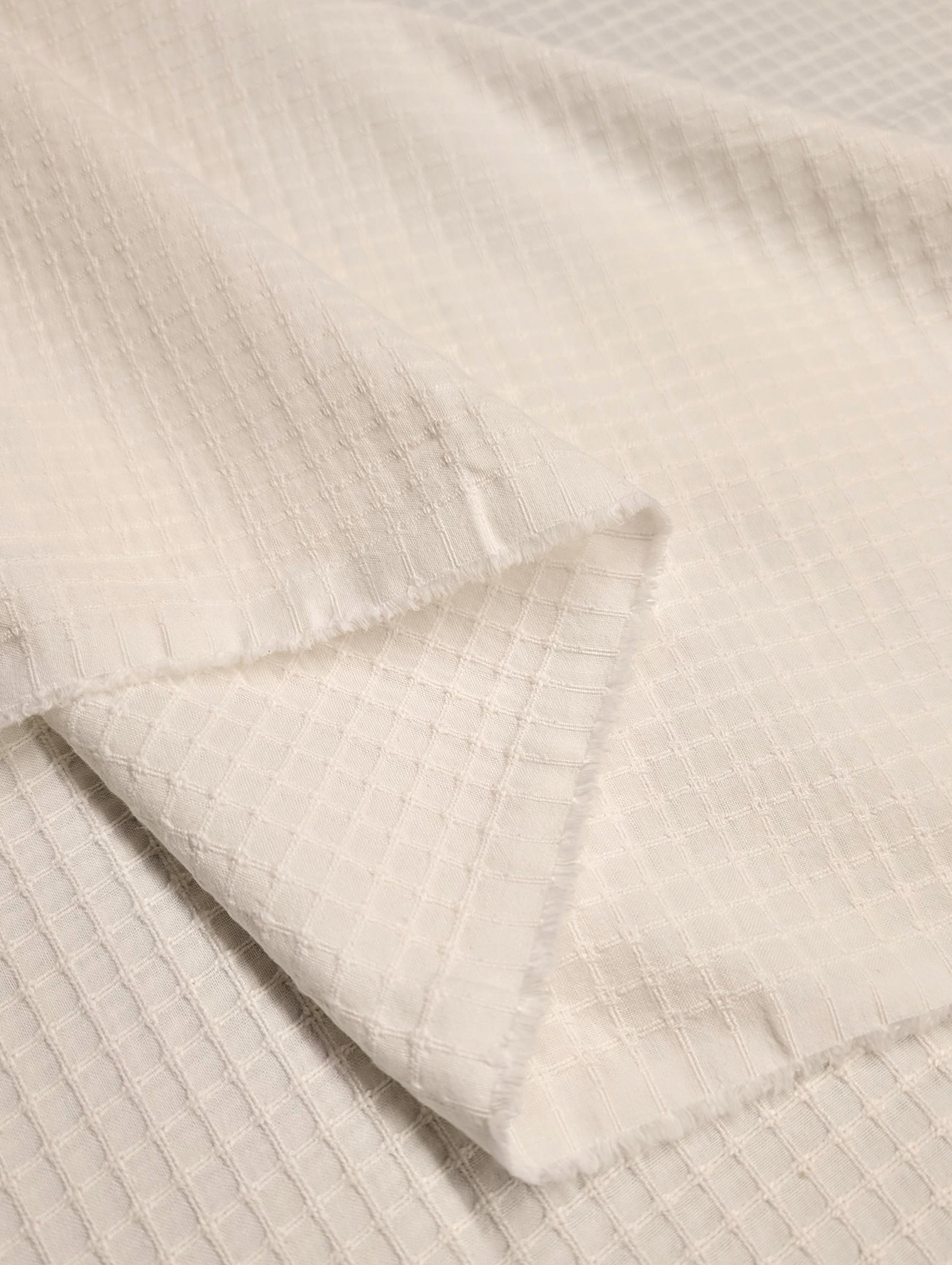 Kobayashi - Soft Gridded Weave Cotton Fabric - White
