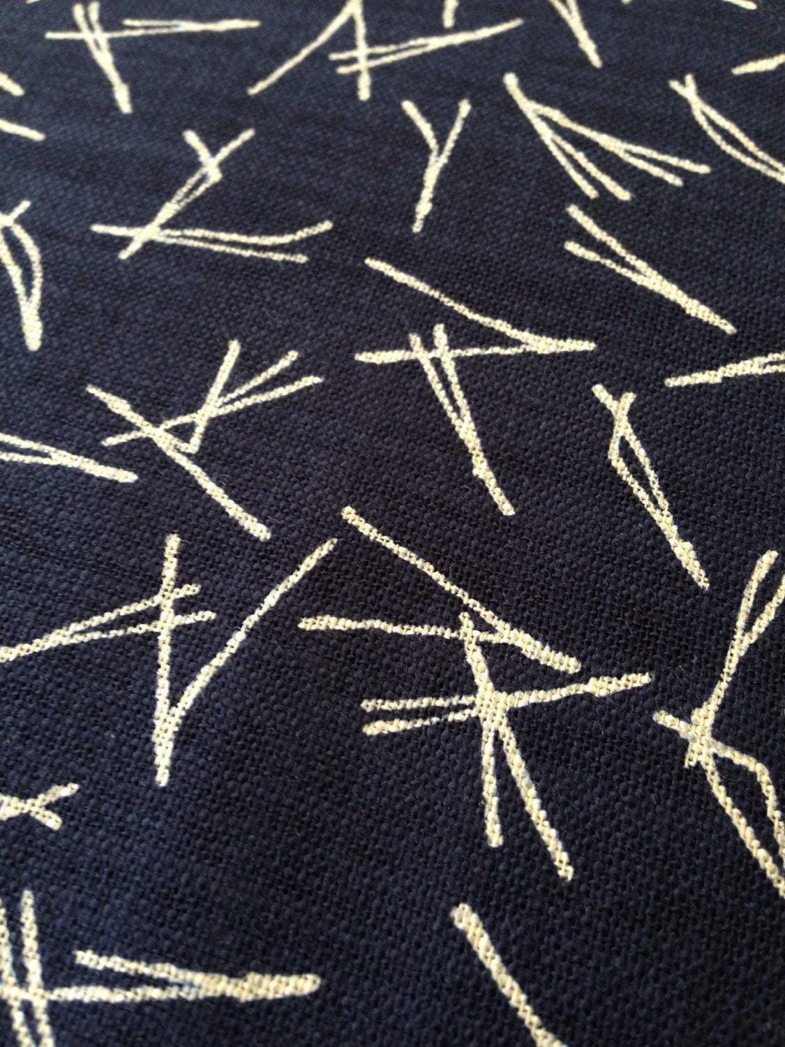 Sevenberry - Pine Needle Matsu Cotton Fabric - Navy Blue Beige