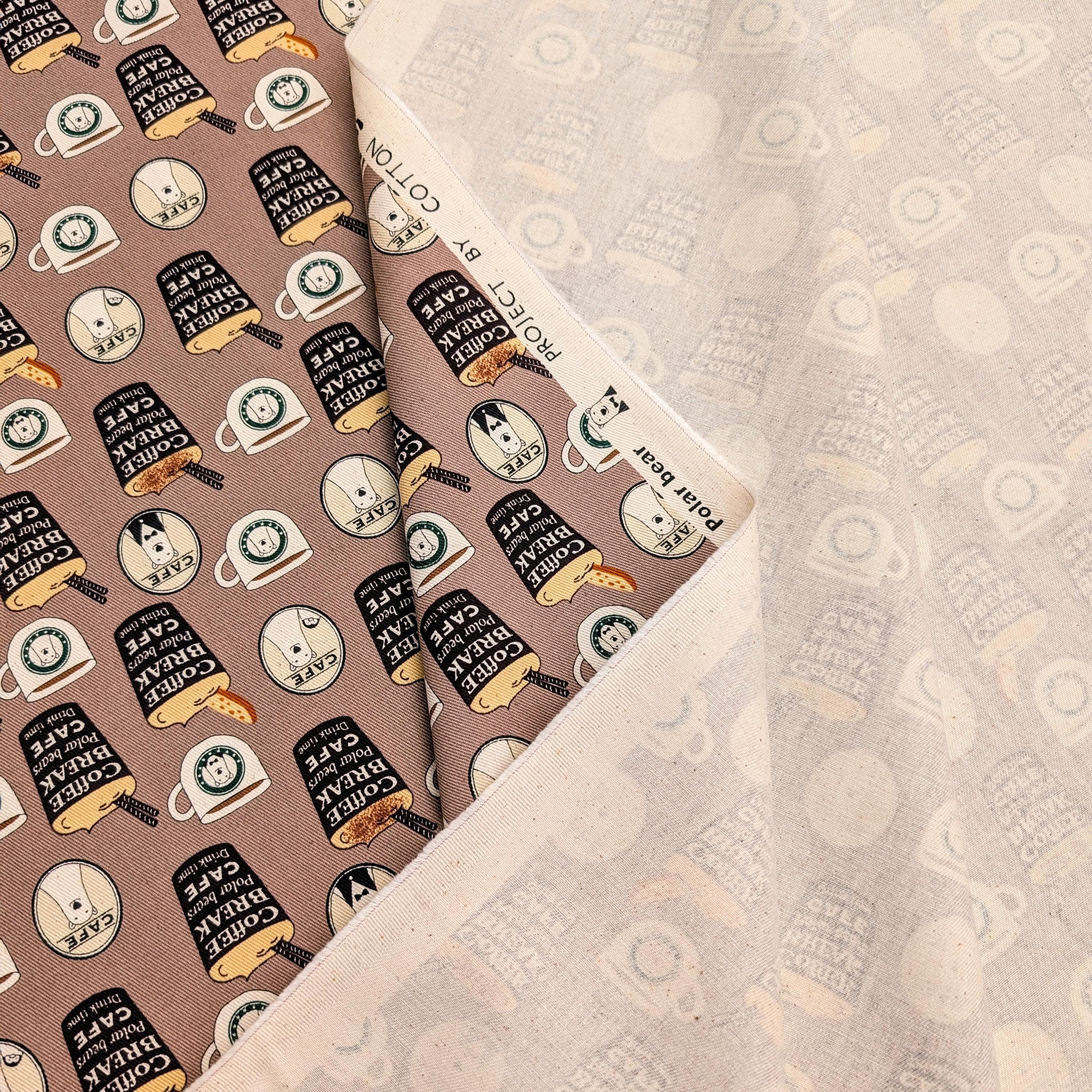 NEW Polar Bear Cafe Kobayashi Japanese cotton oxford twill fabric KTS-7066 E brown