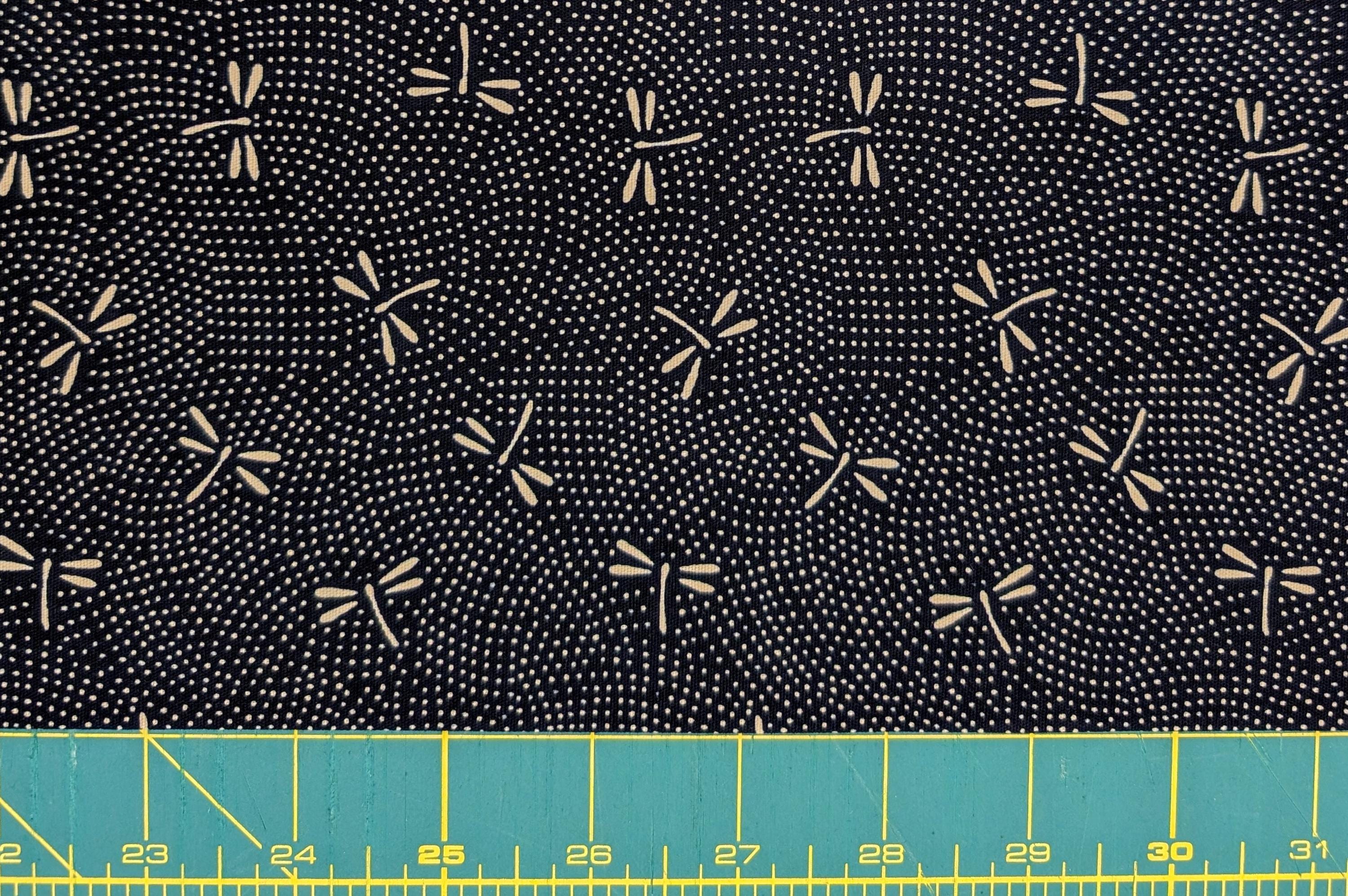 NEW Dotted Dragonflies Senyo Japanese cotton fabric SK-100-4 B navy