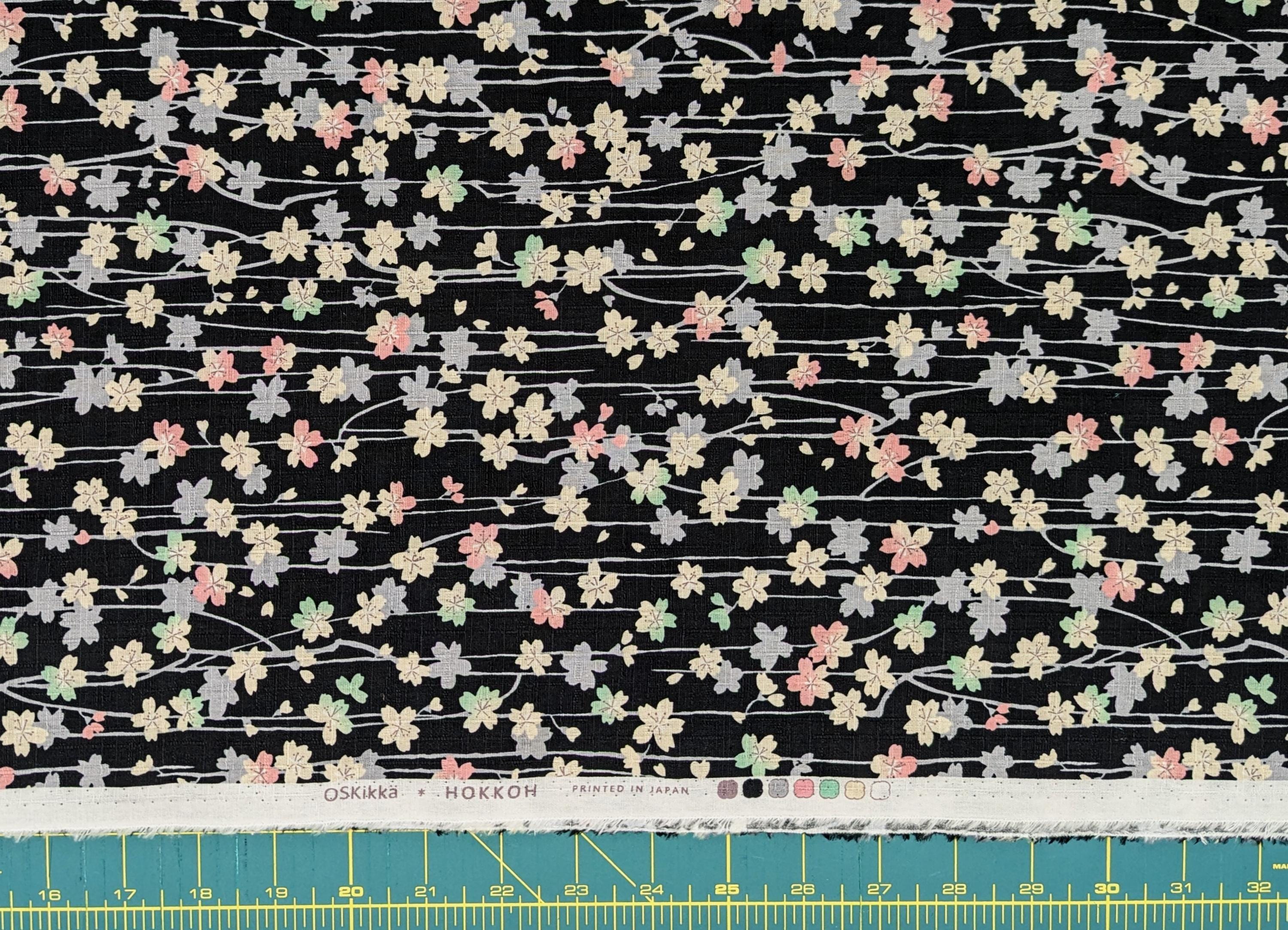 Hokkoh - Cherry Blossom Streams Cotton Dobby - Black