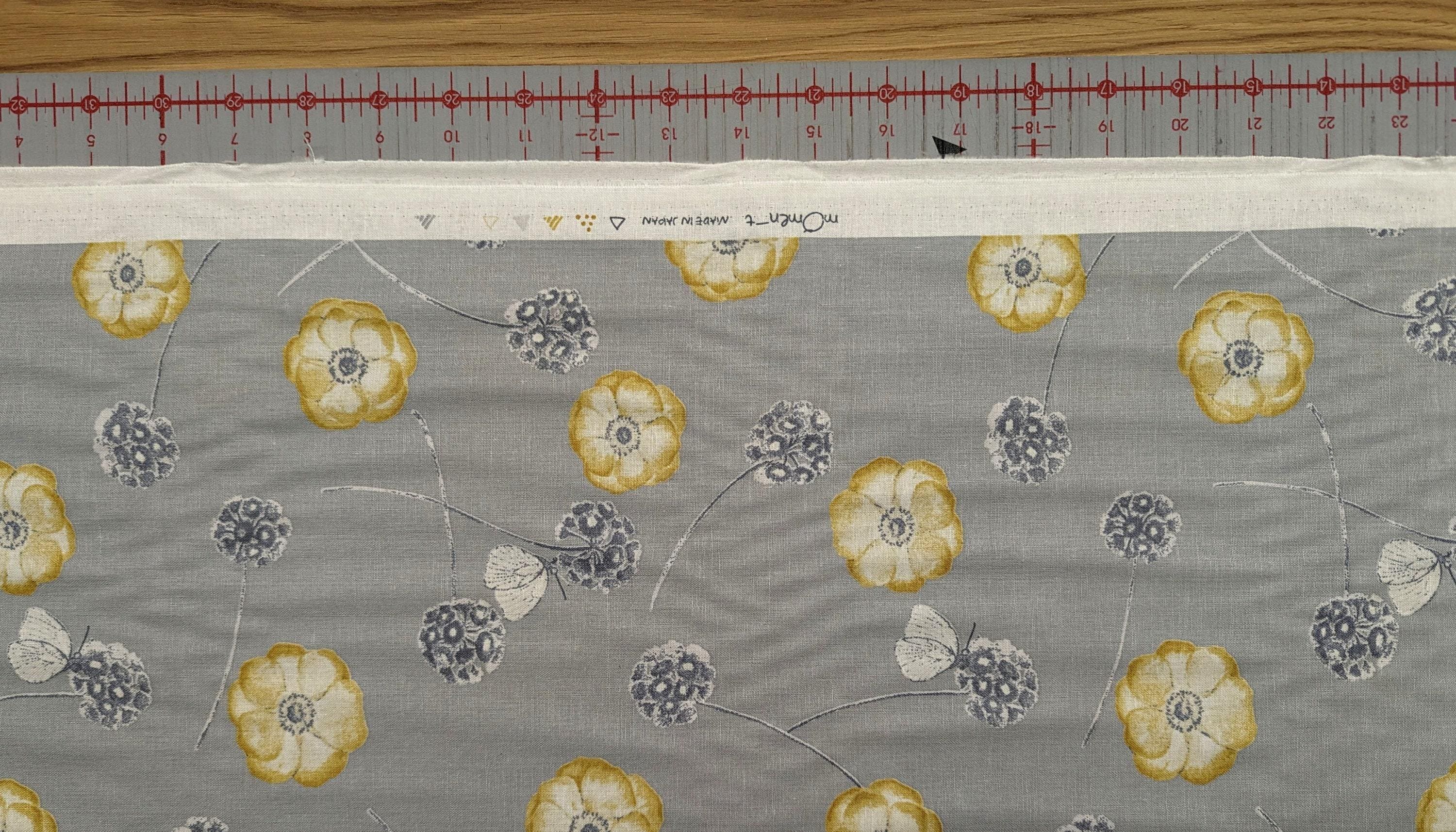 Koizumi - Poppies and Butterflies Cotton/Linen Blend - Gray