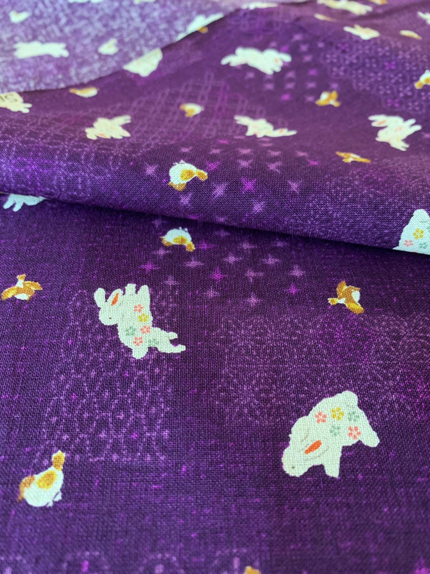 Sevenberry - Patchwork Rabbits Cotton Fabric - Purple