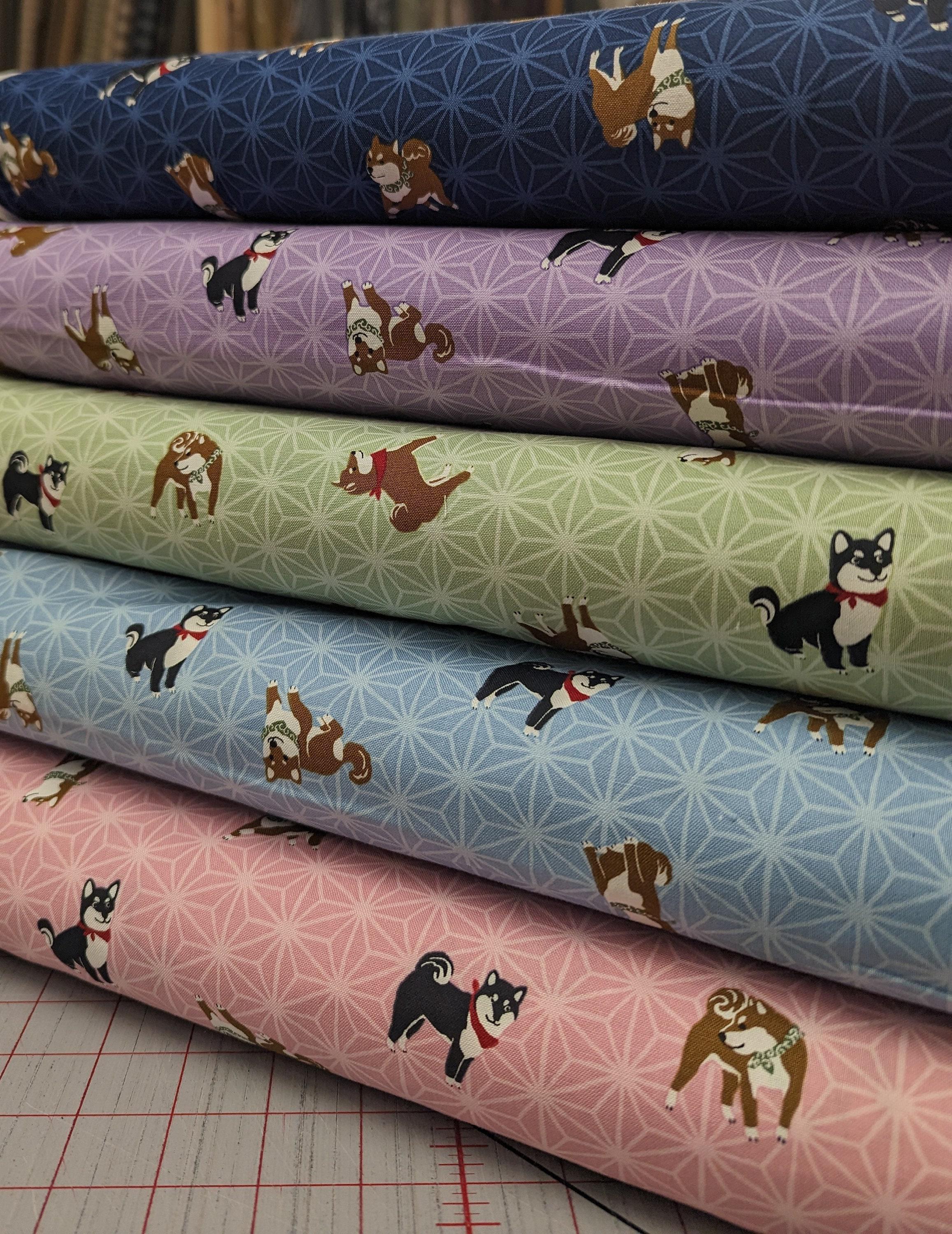 Hishiei - Asanoha Shibas Cotton Fabric - Navy