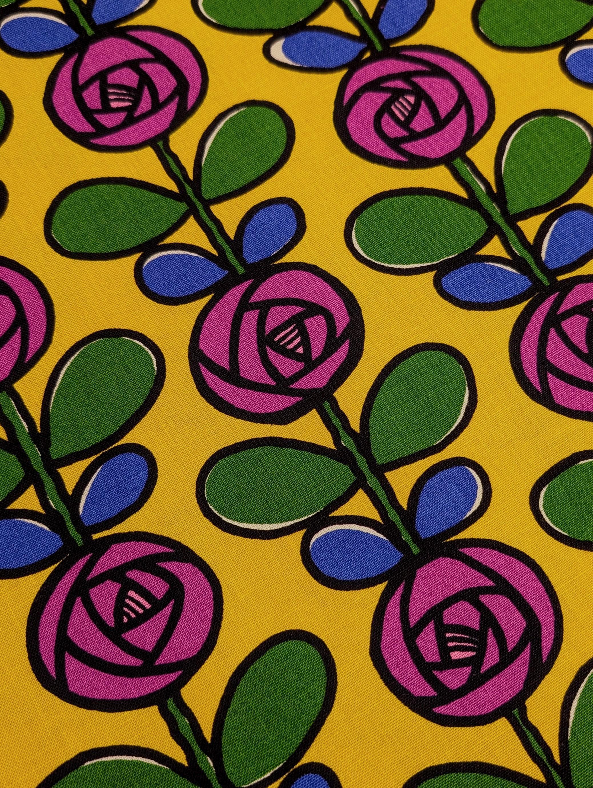 Kobayashi - Scandinavian Roses Cotton Oxford - Yellow