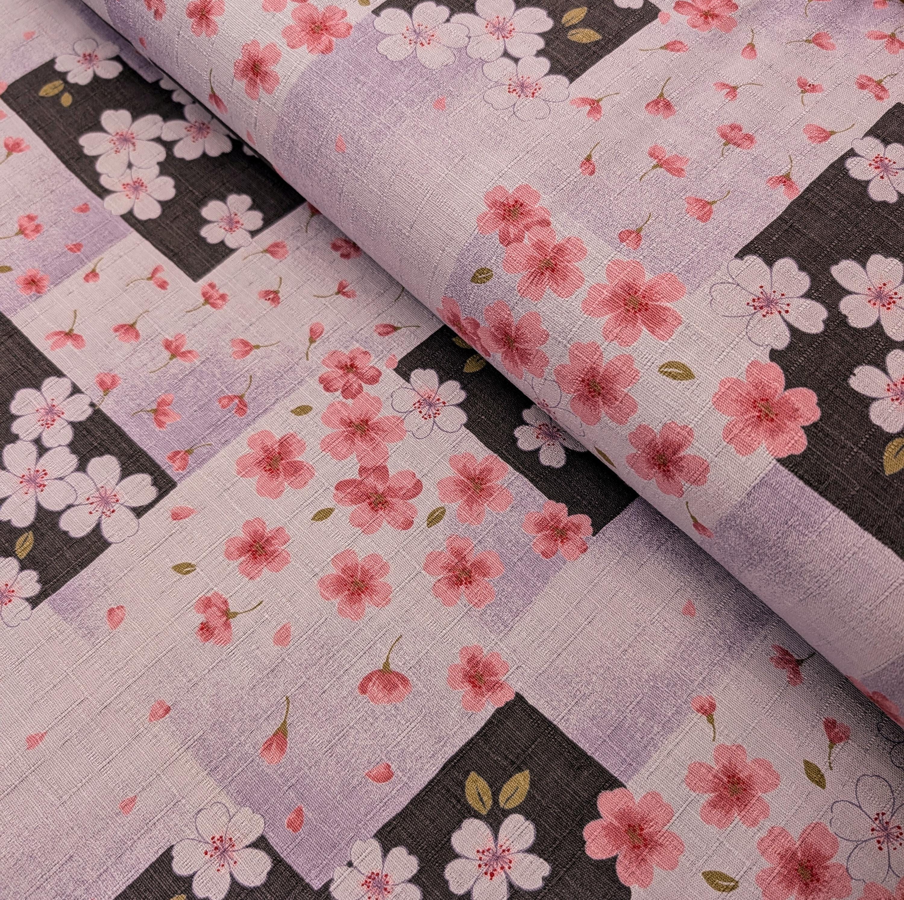 Patchwork Cherry Blossoms Kobayashi Japanese dobby cotton fabric KTS-6971 D purple