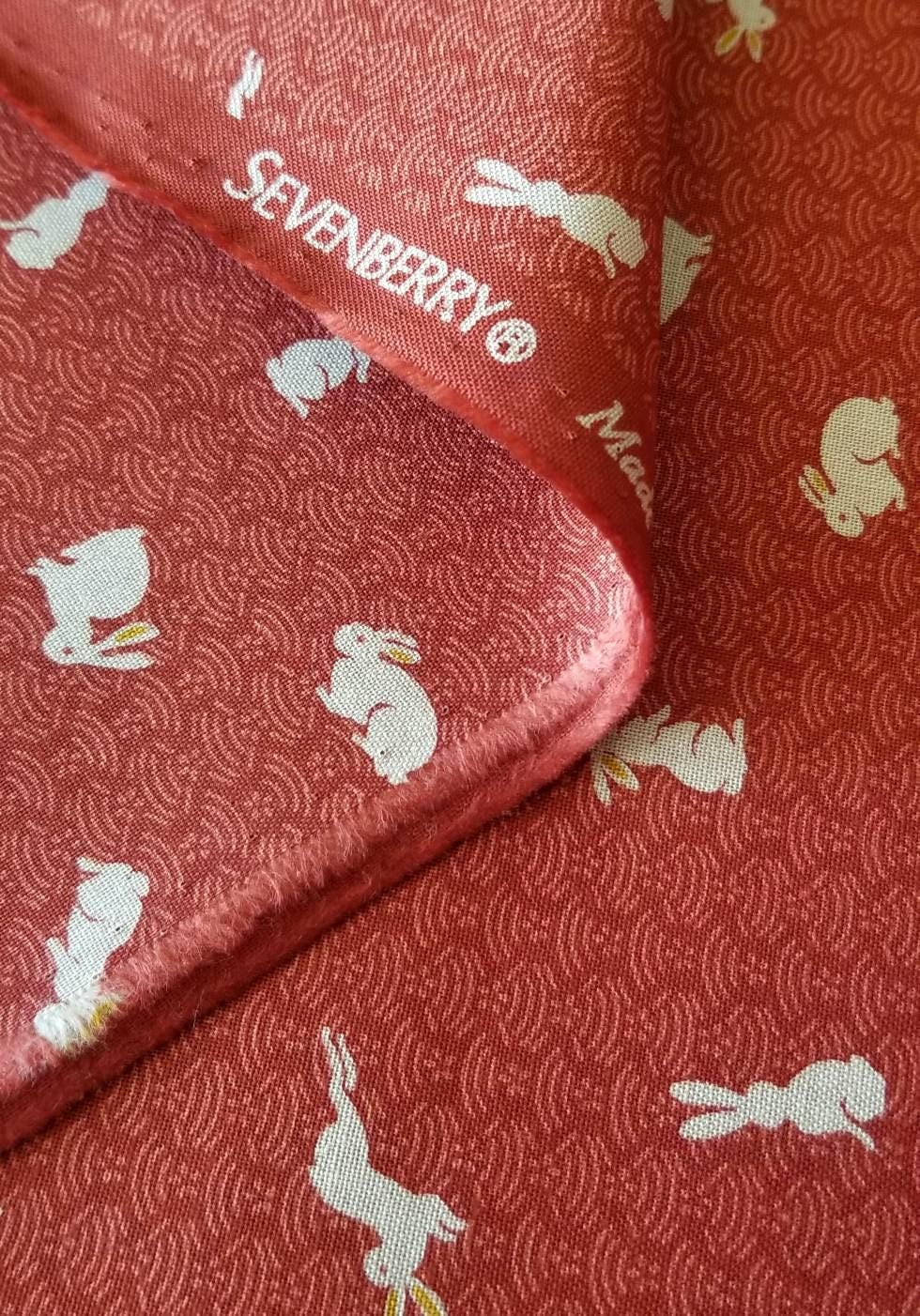 Sevenberry - Bunnies and Waves Cotton Fabric - Red