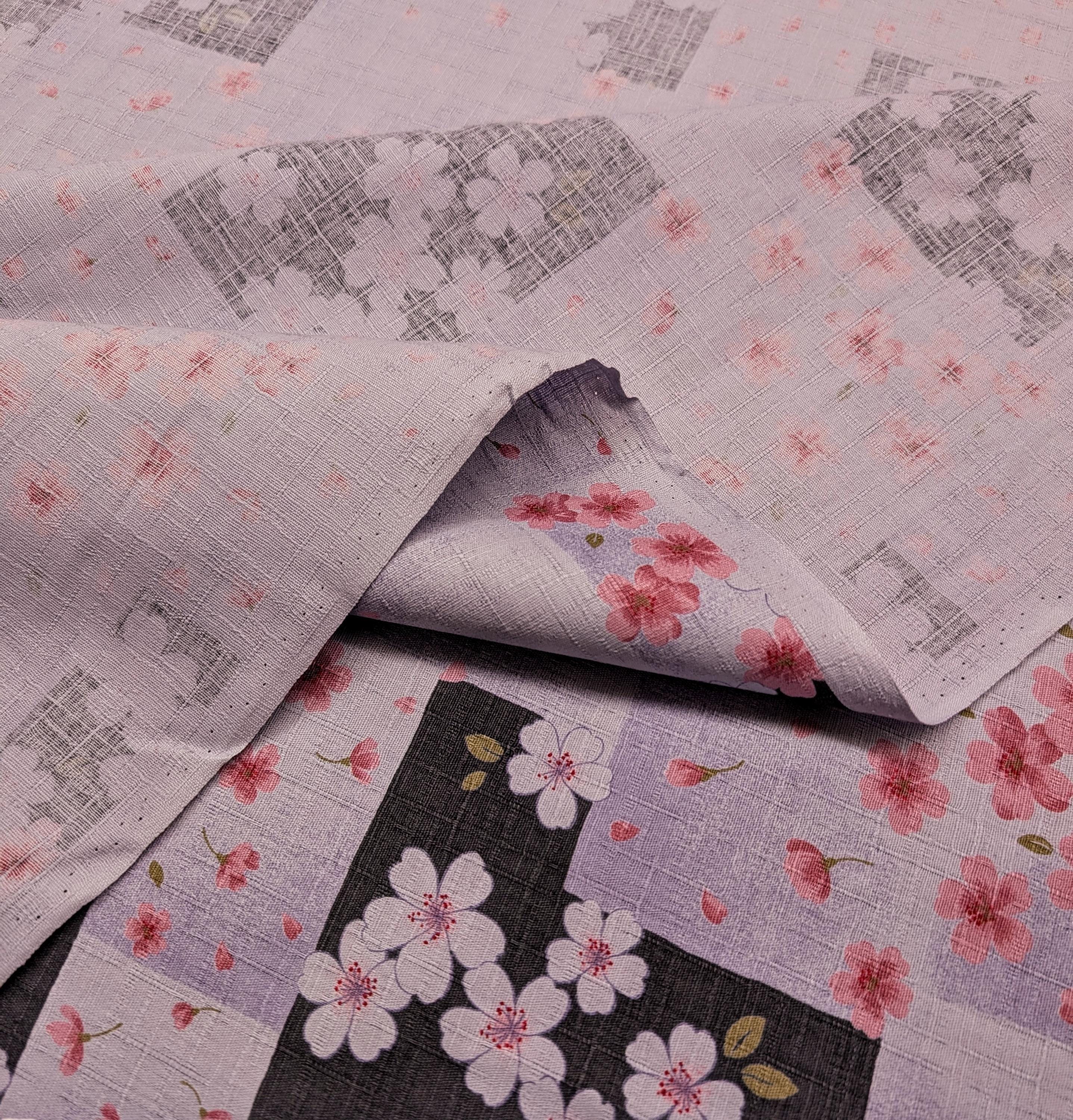 Patchwork Cherry Blossoms Kobayashi Japanese dobby cotton fabric KTS-6971 D purple
