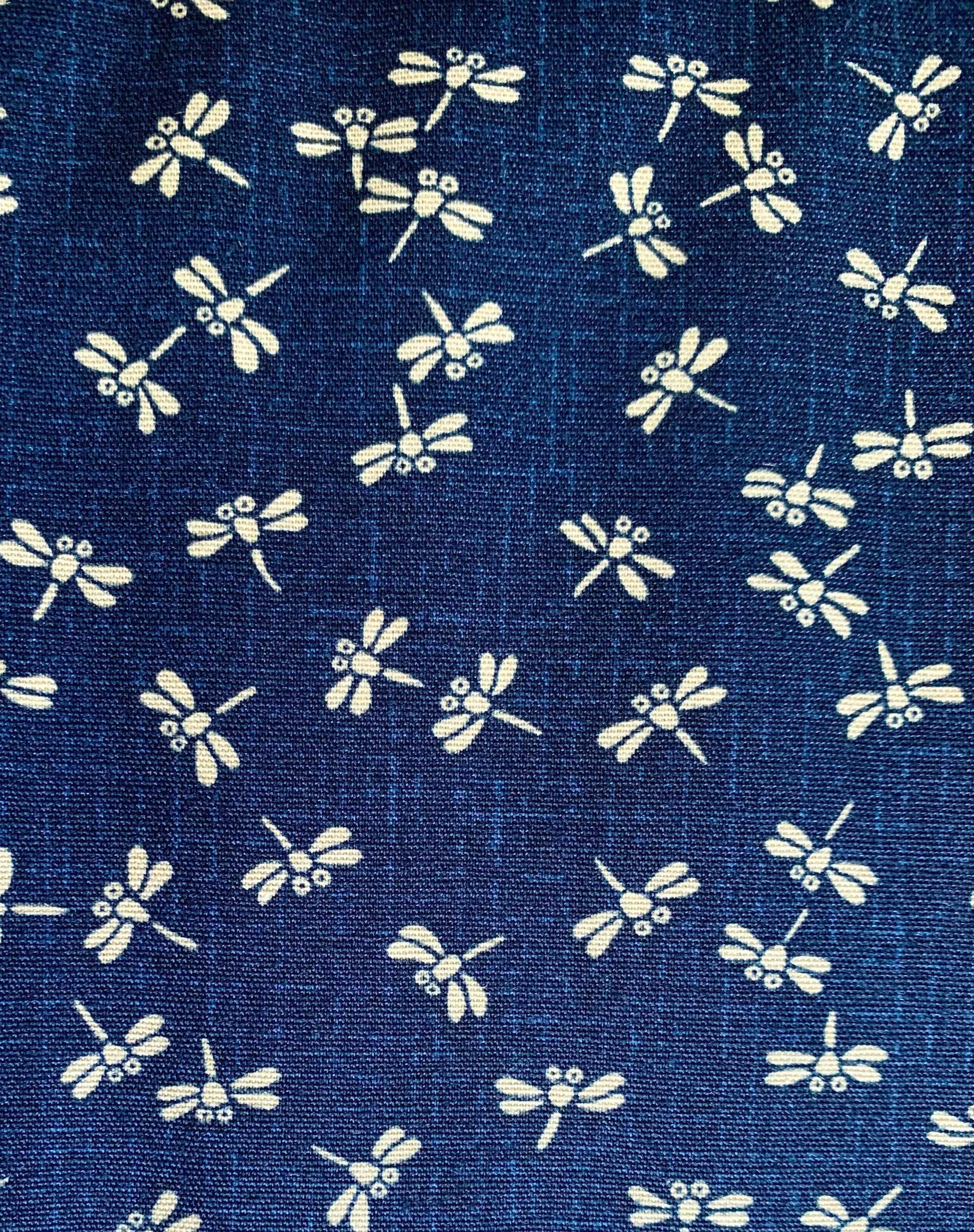 Kurenai - Little Dragonfly Cotton Fabric - Blue