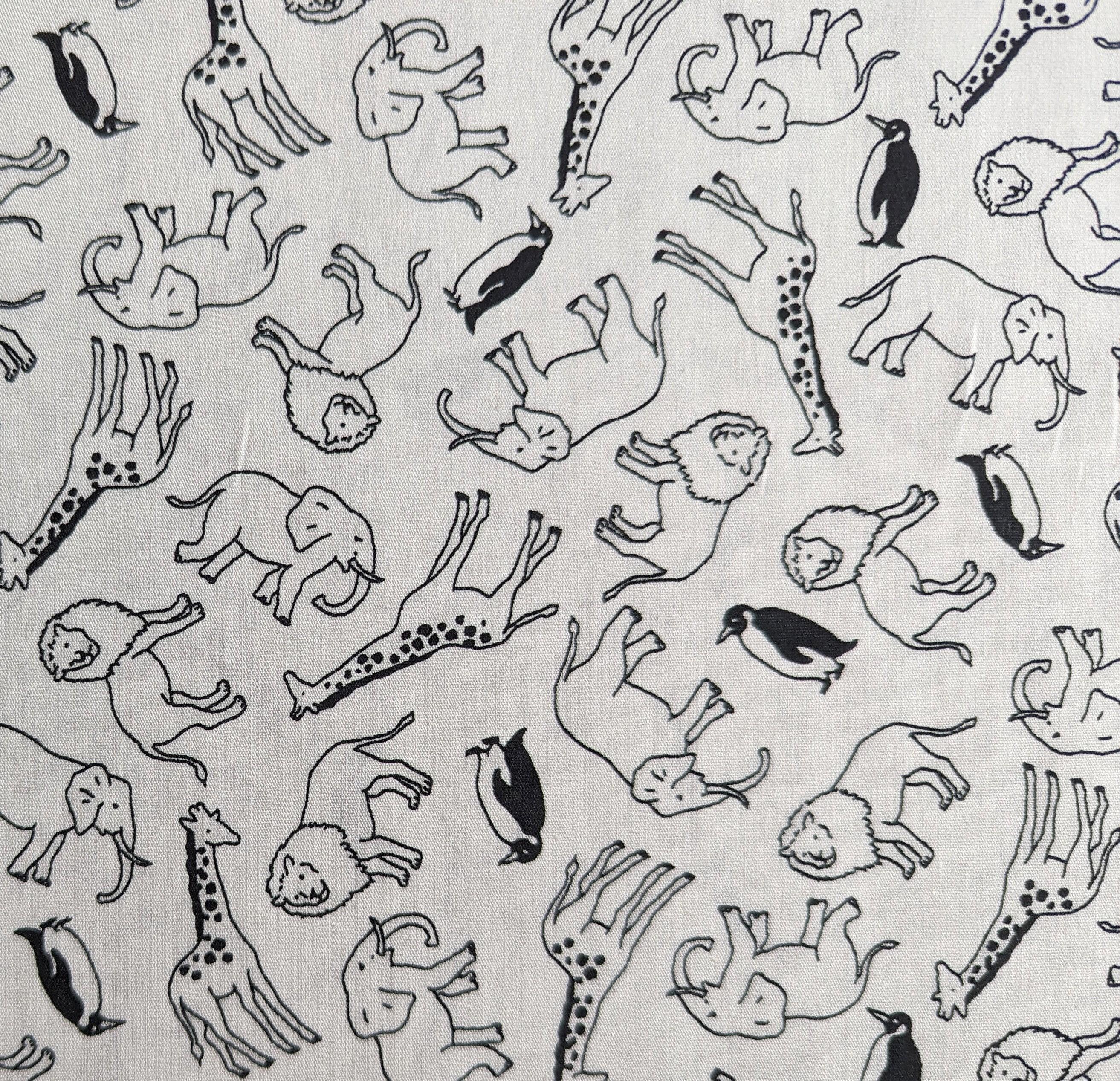 Sevenberry - African Animals Cotton Fabric - White