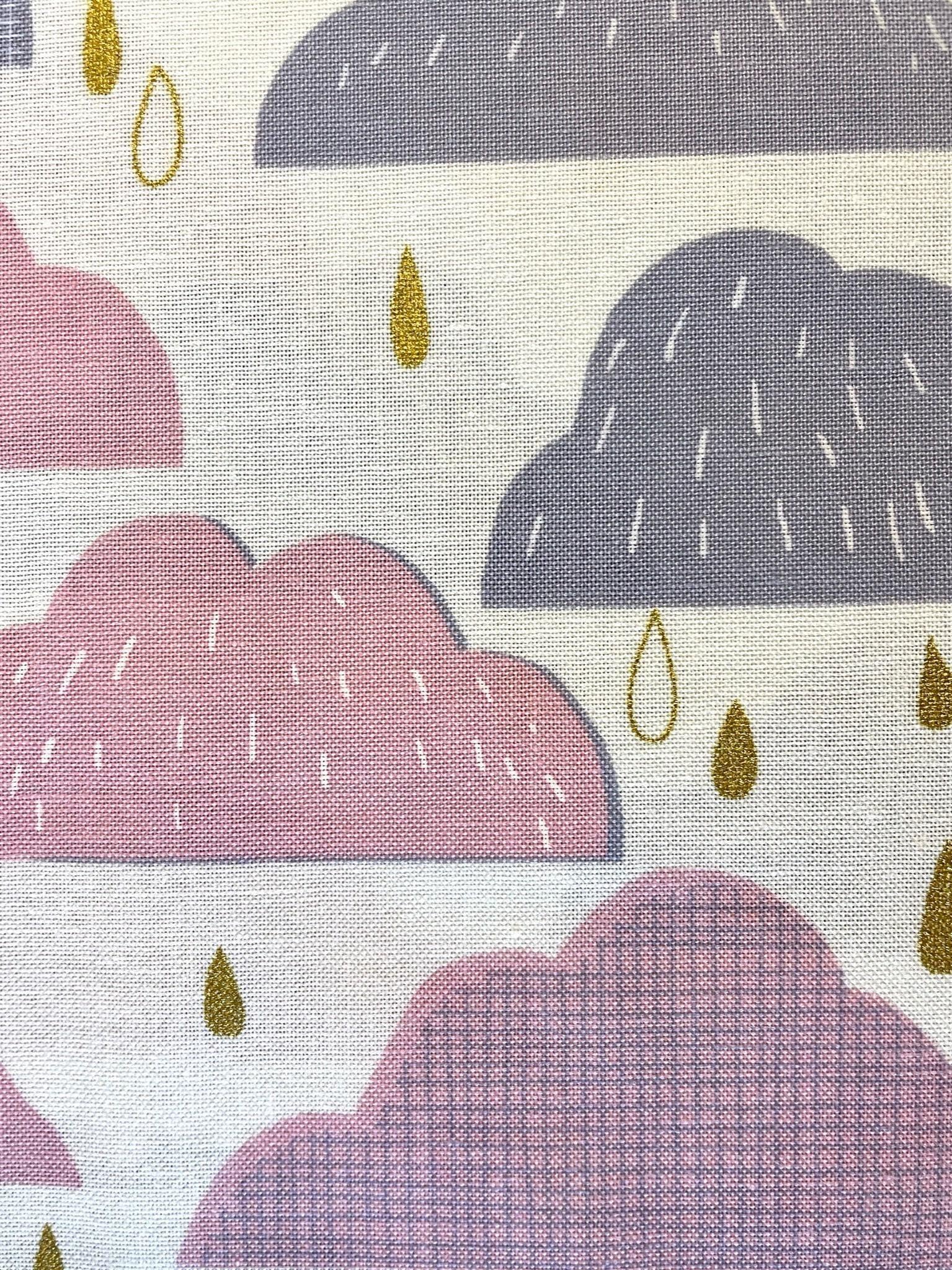 Hokkoh - Rain Clouds Cotton Fabric - Pink Gray