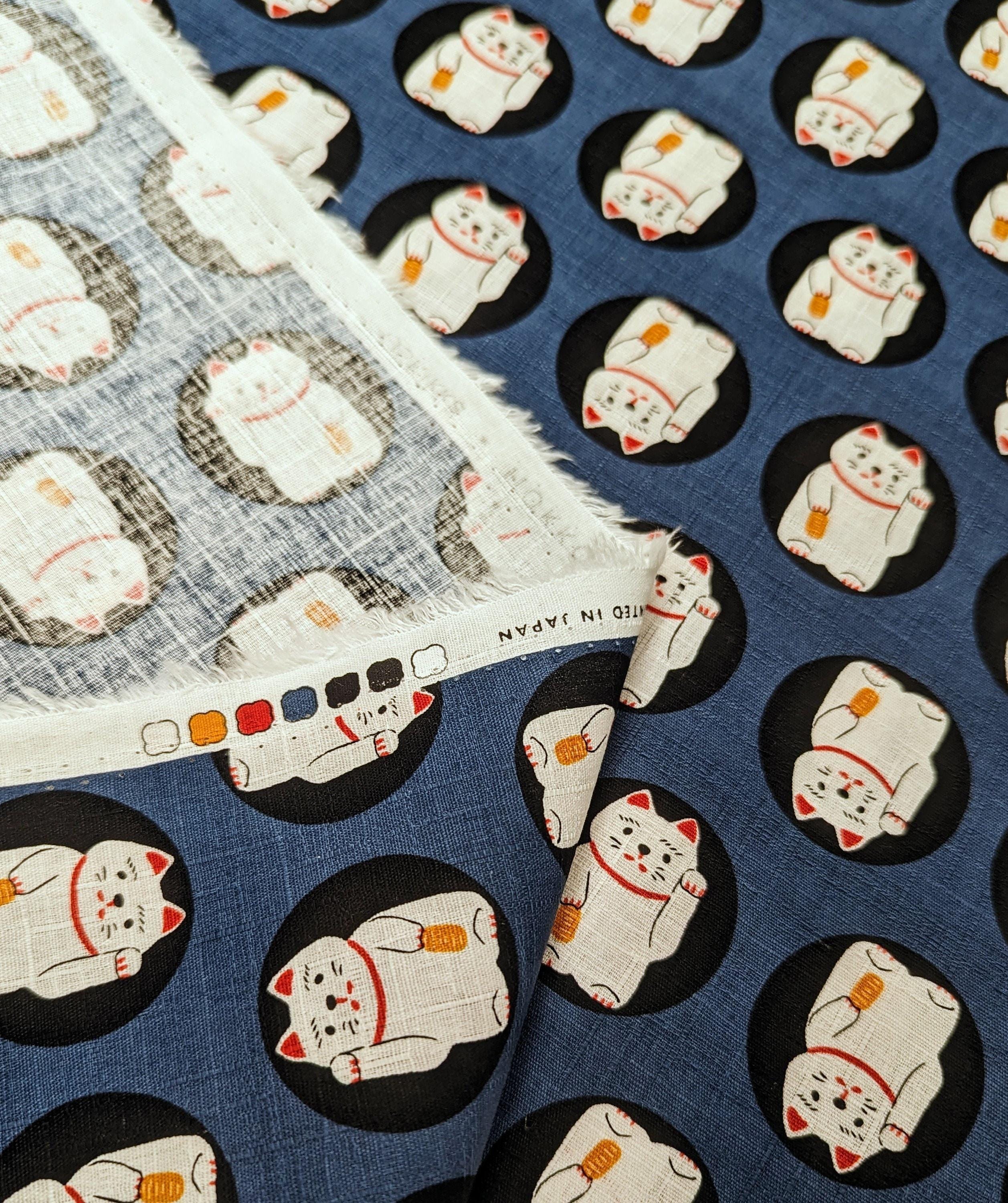 Hokkoh - Lucky Cats Cotton Dobby - Blue